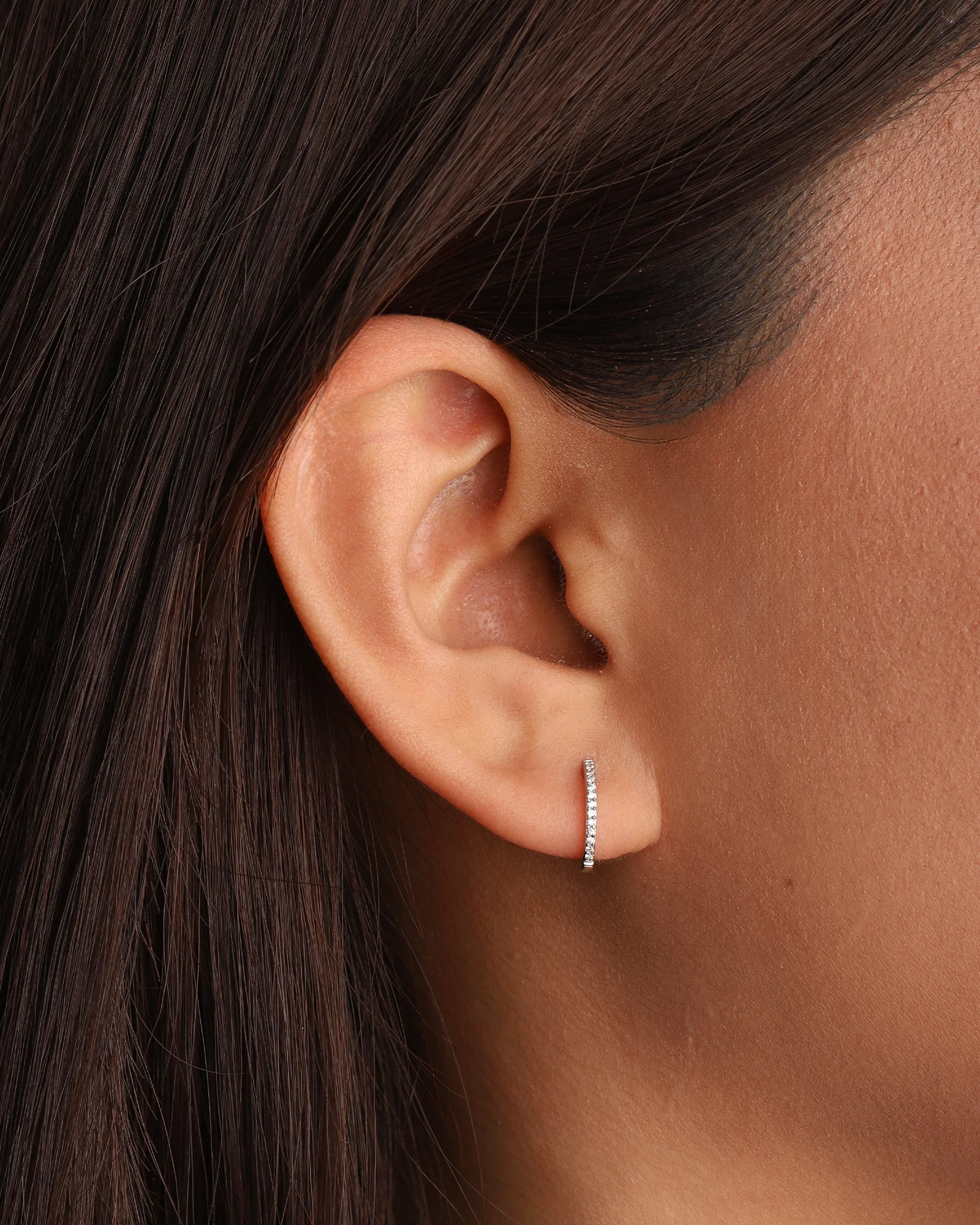 Oval Pavé Huggies | 11mm - Image 2