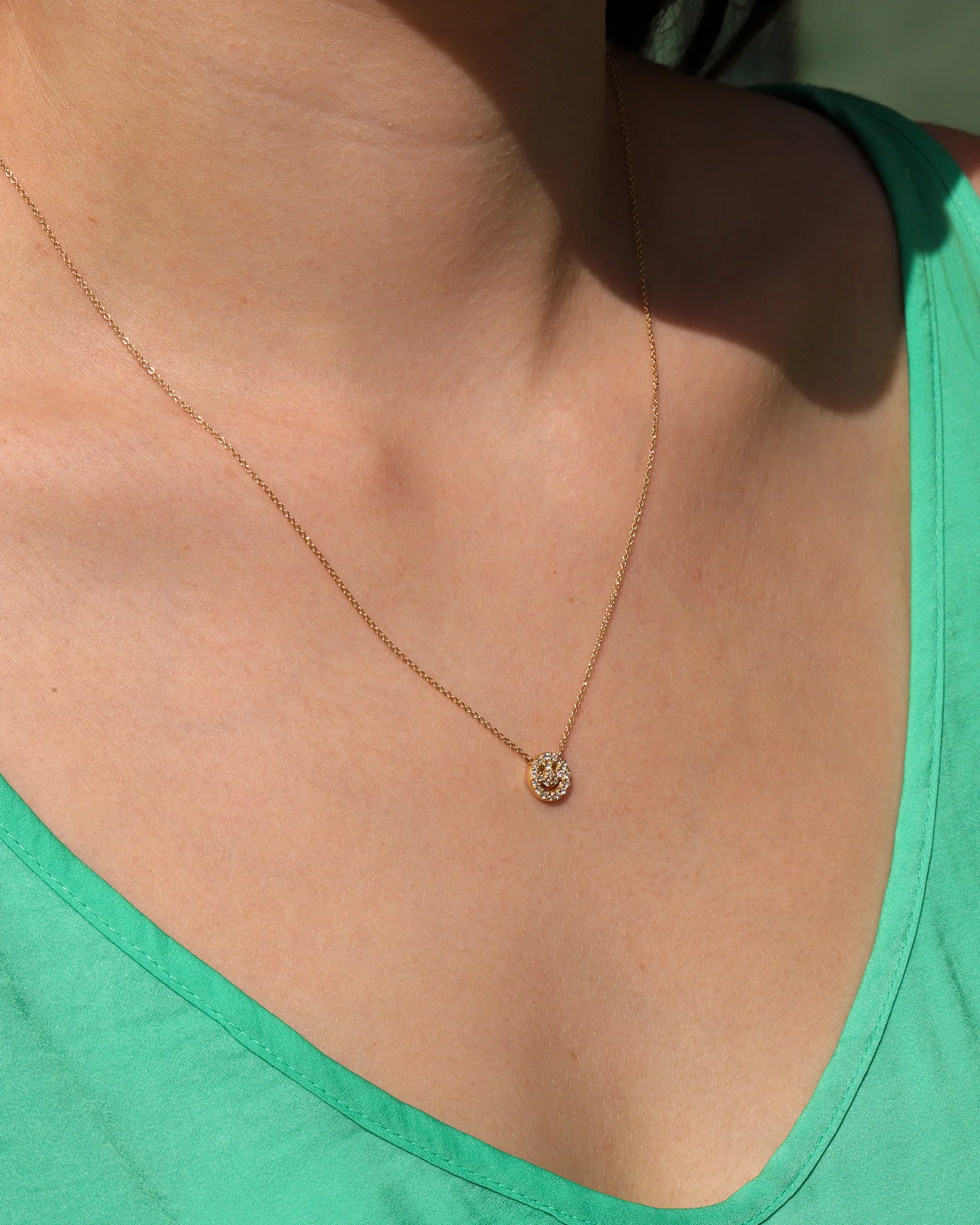 Pavé Smiley Face Necklace - Image 2