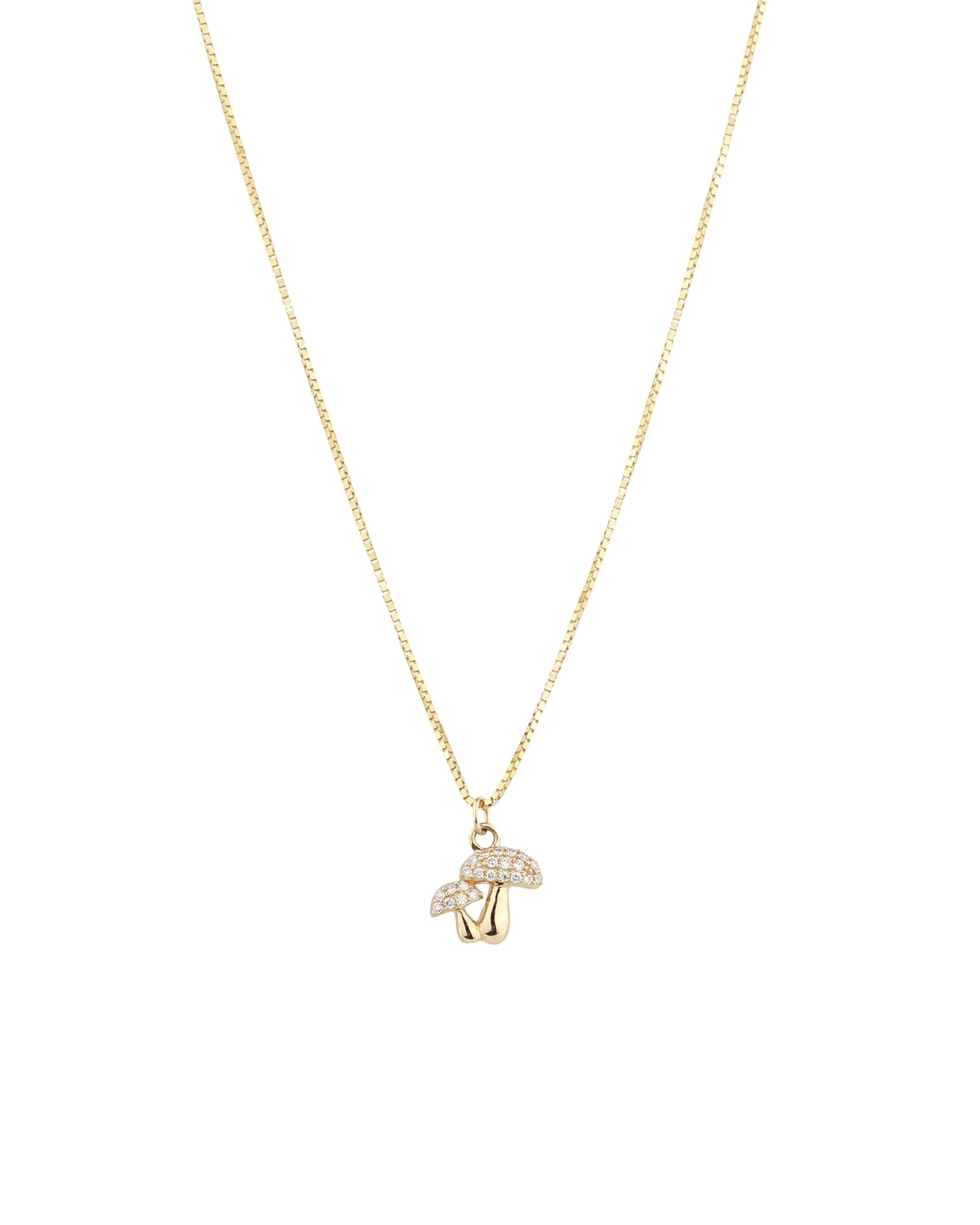 Pavé Two Mushroom Box Chain Necklace