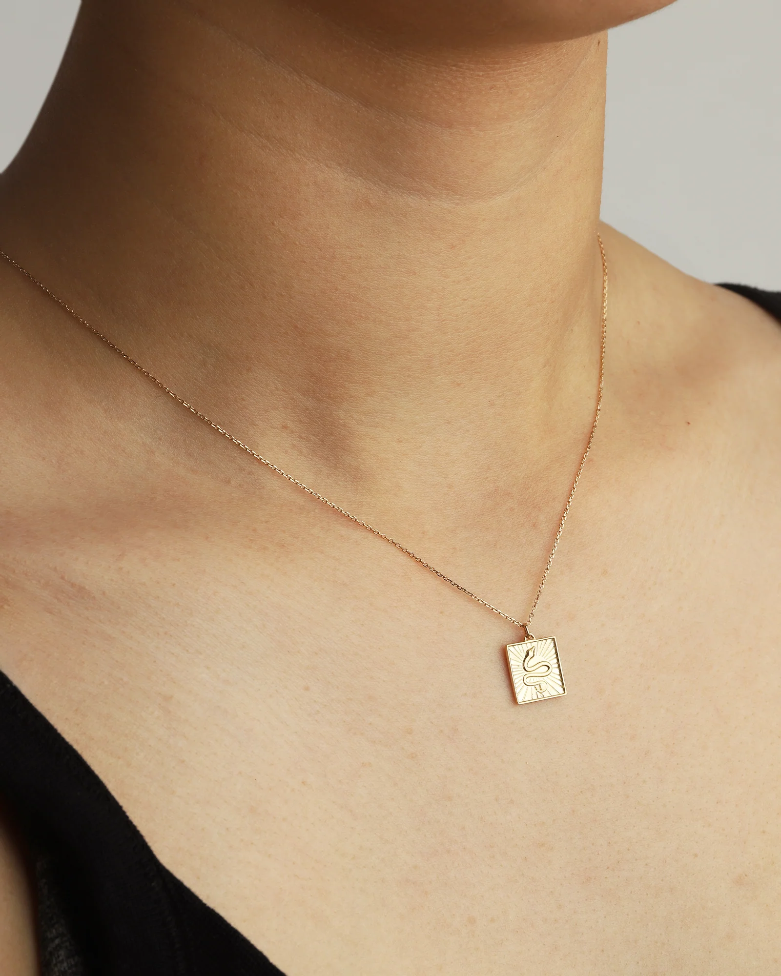 Snake Square Charm Necklace - Image 3