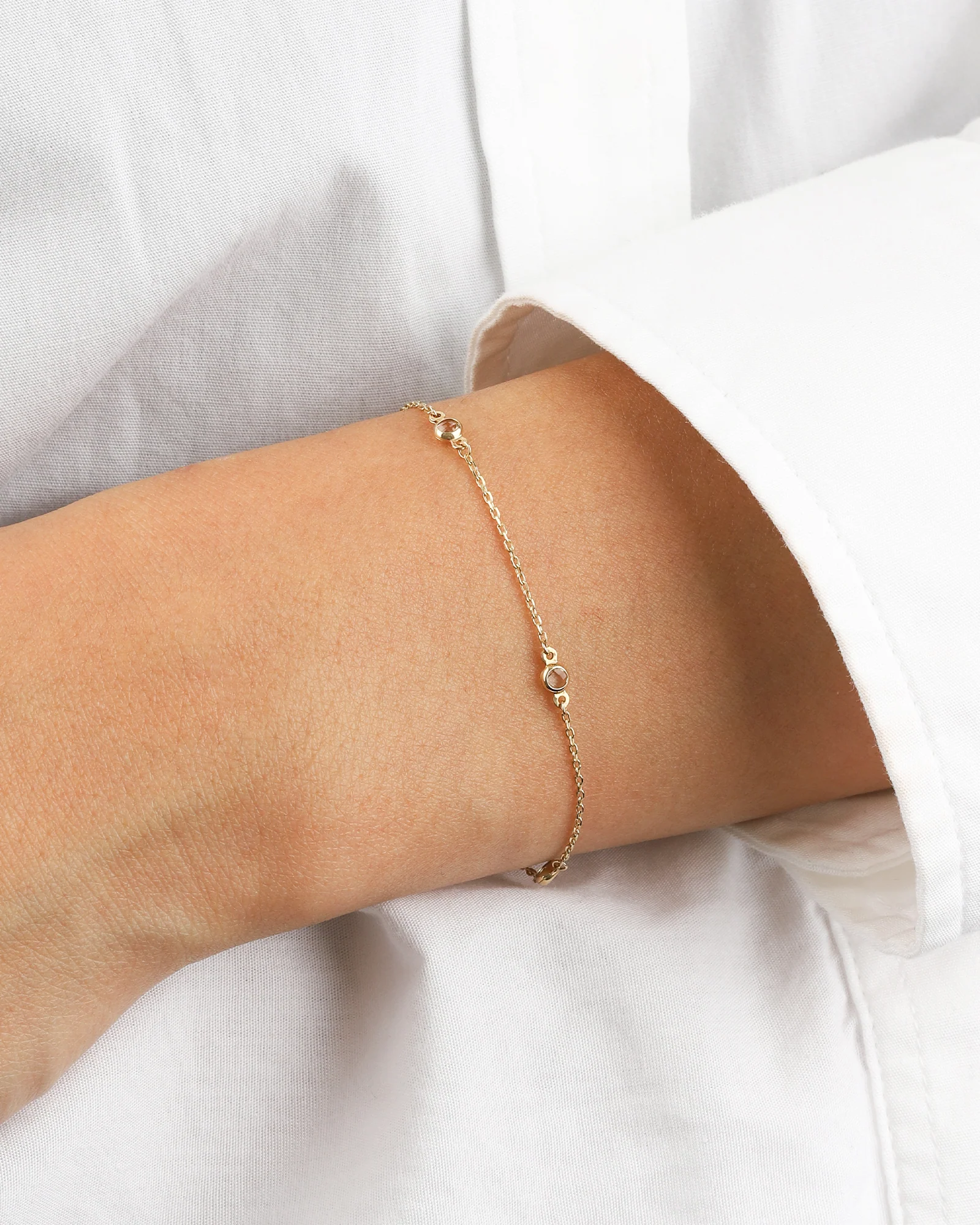 Station Bezel CZ Chain Bracelet - Image 2