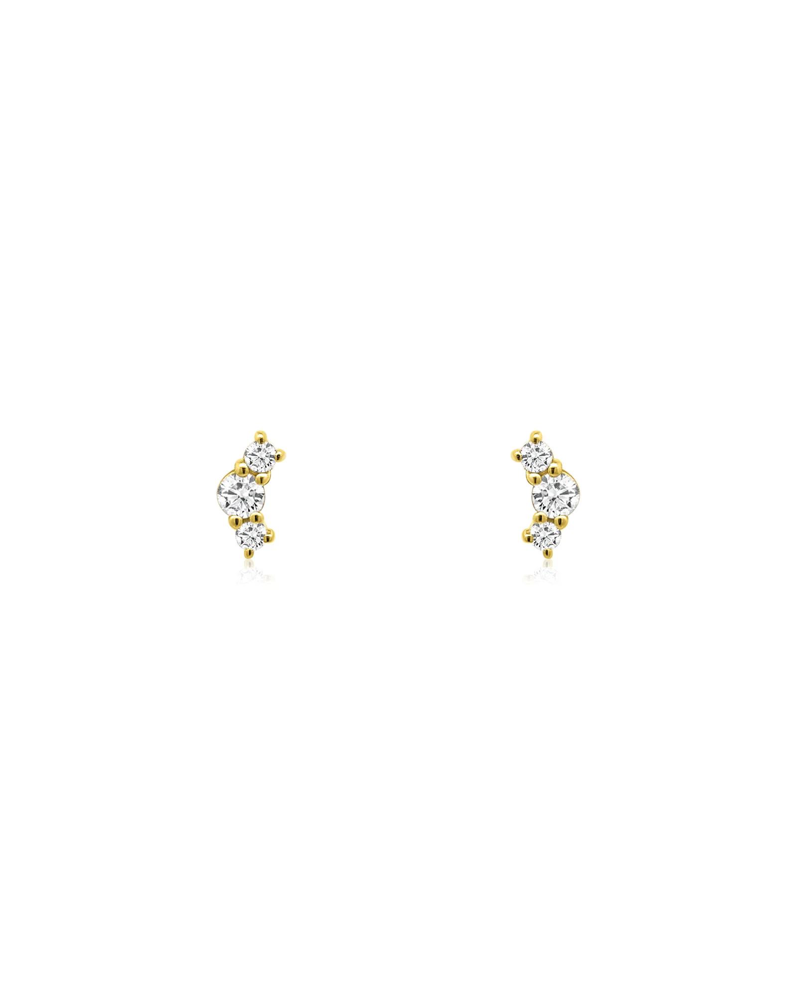 Three Diamond Curved Studs