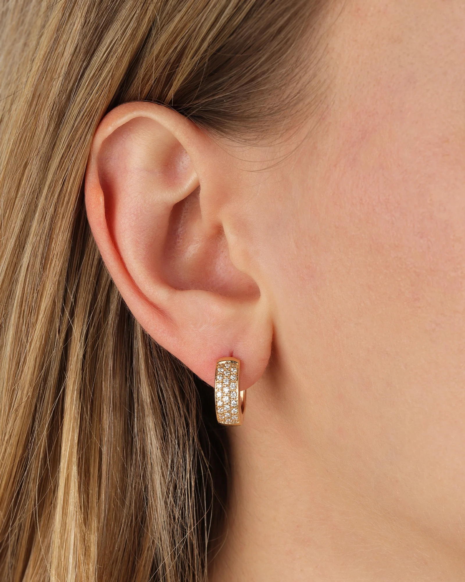 Three Row Pavé Huggies | 15mm - Image 2
