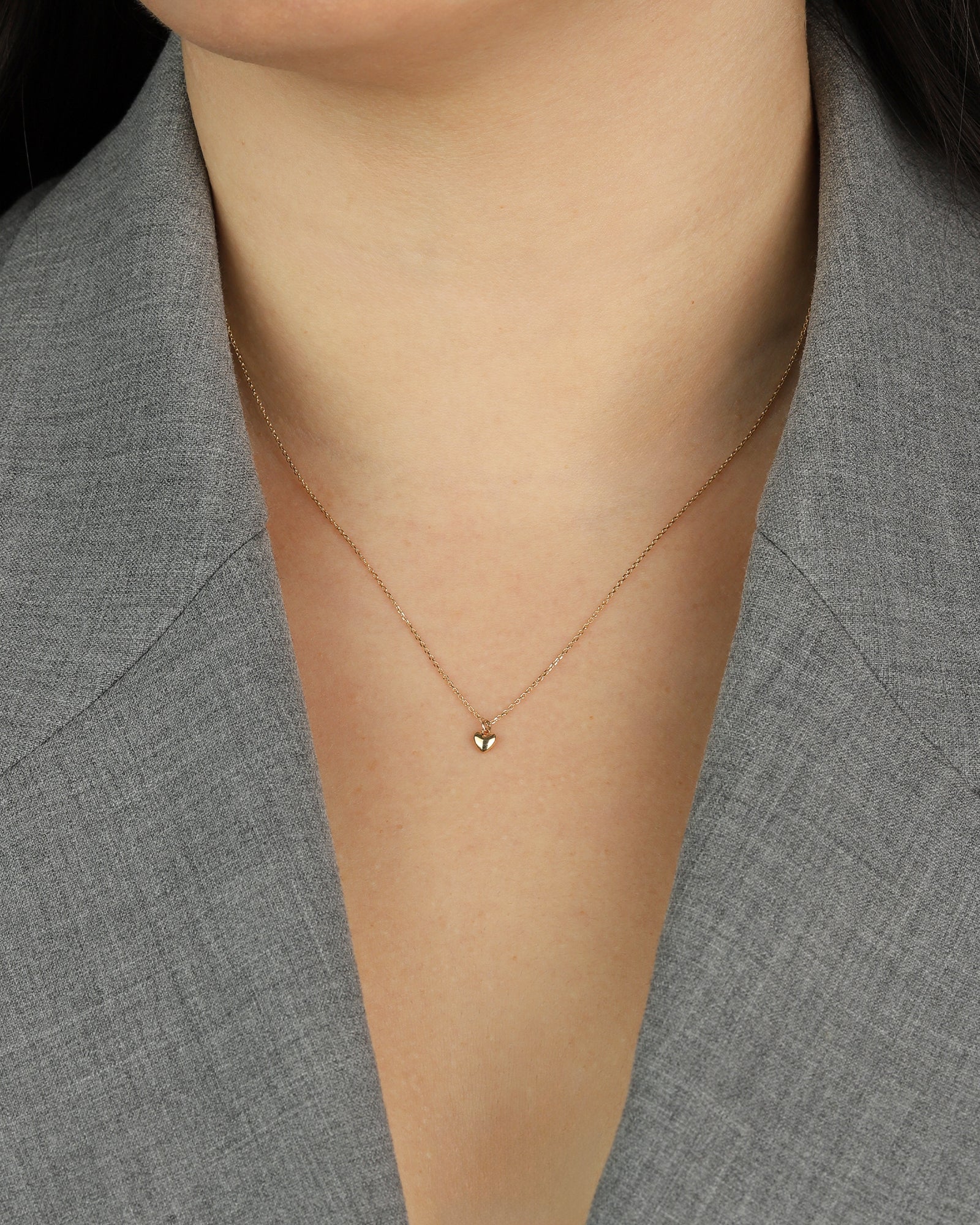 Tiny Heart Diamond Cut Cable Necklace - Image 2