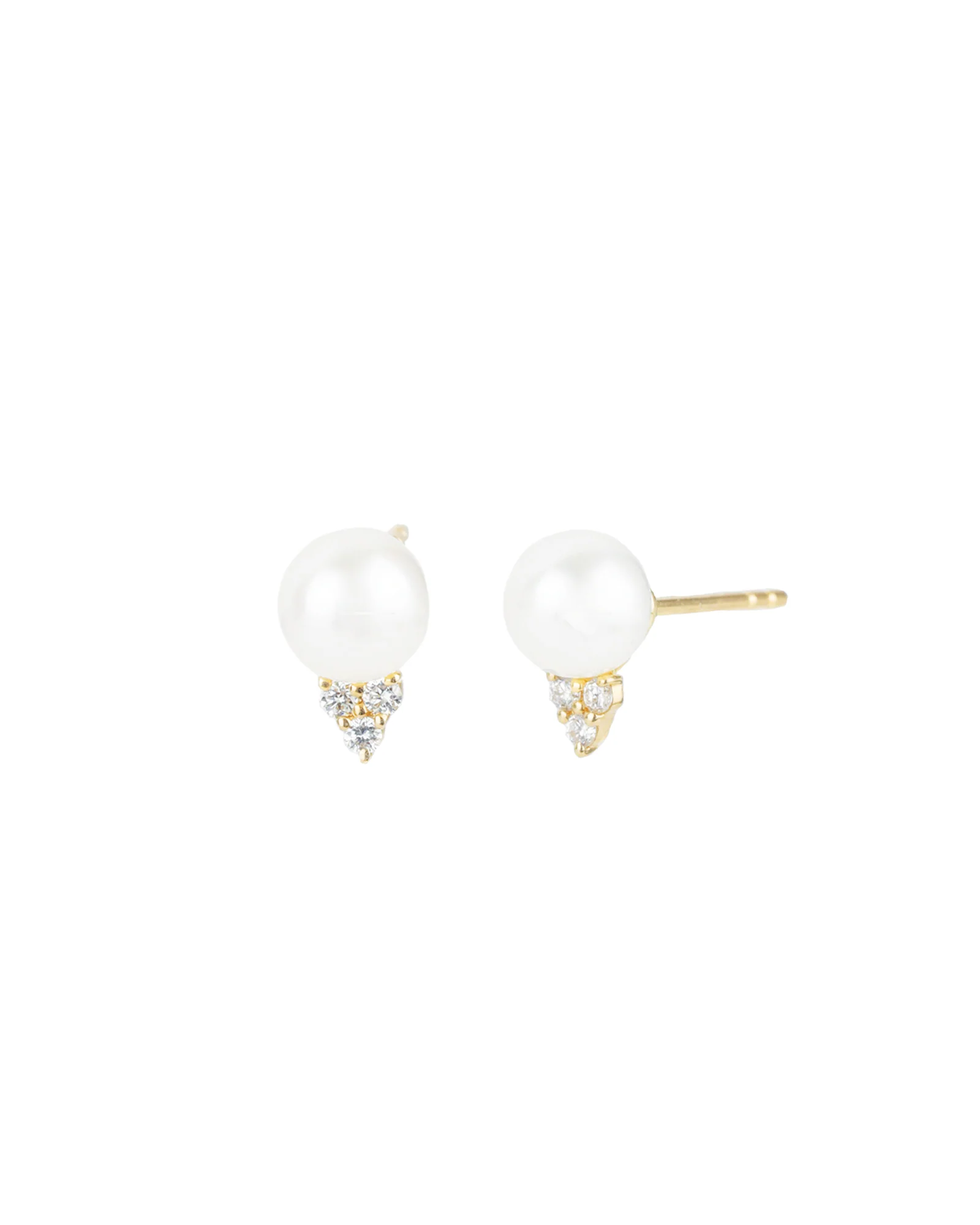 Triple Diamond Pearl Studs