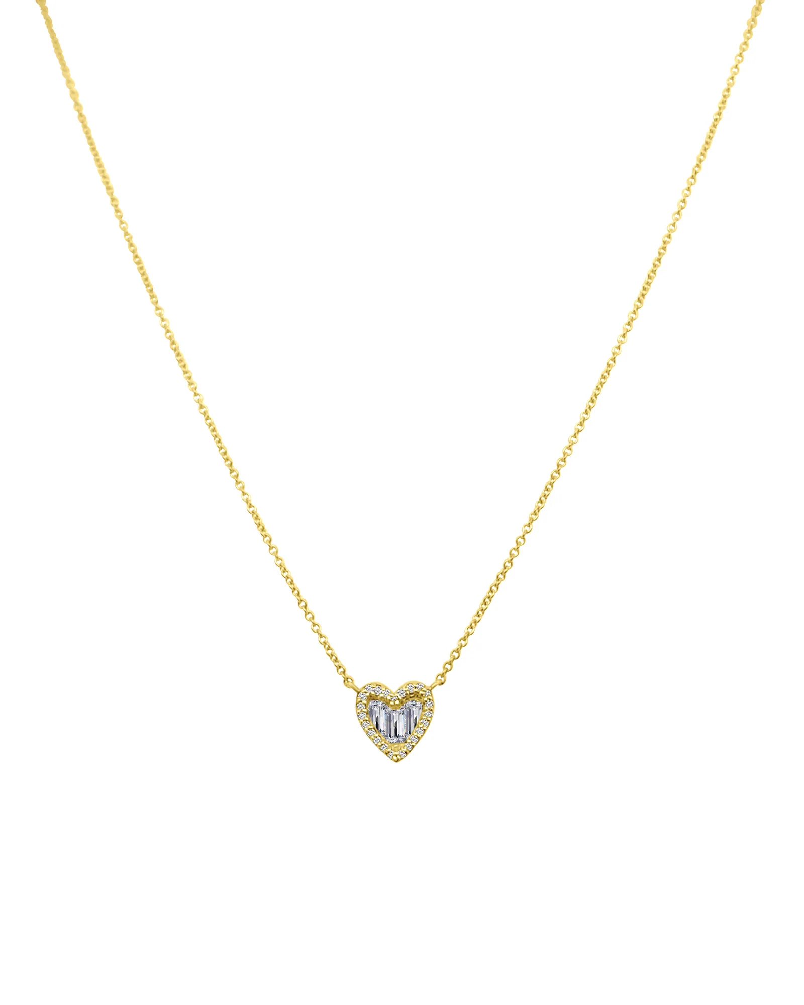 Heart Baguette Diamond Necklace