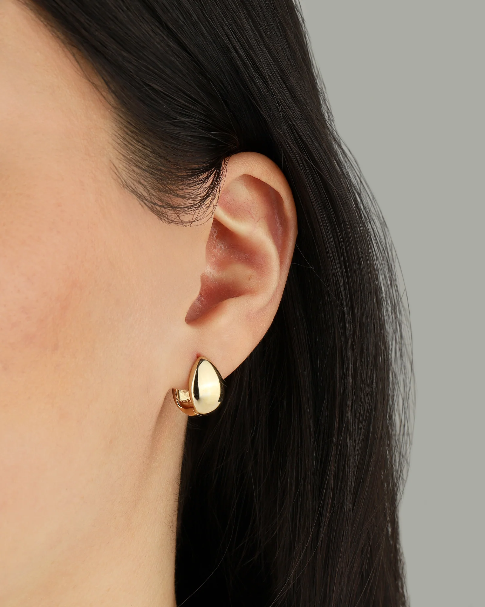 Almond Huggie Hoops - Image 2