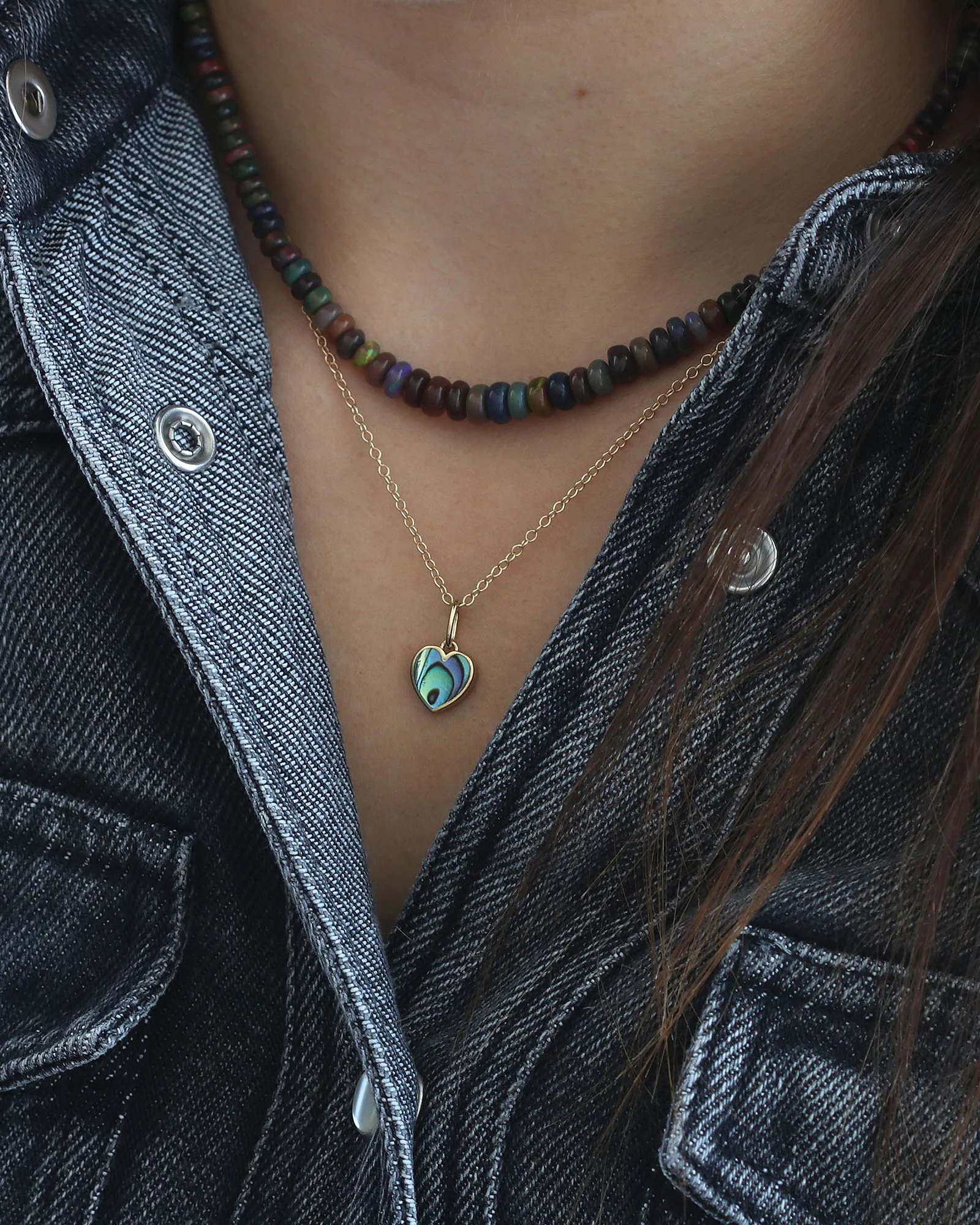Abalone Heart Charm Necklace - Image 4