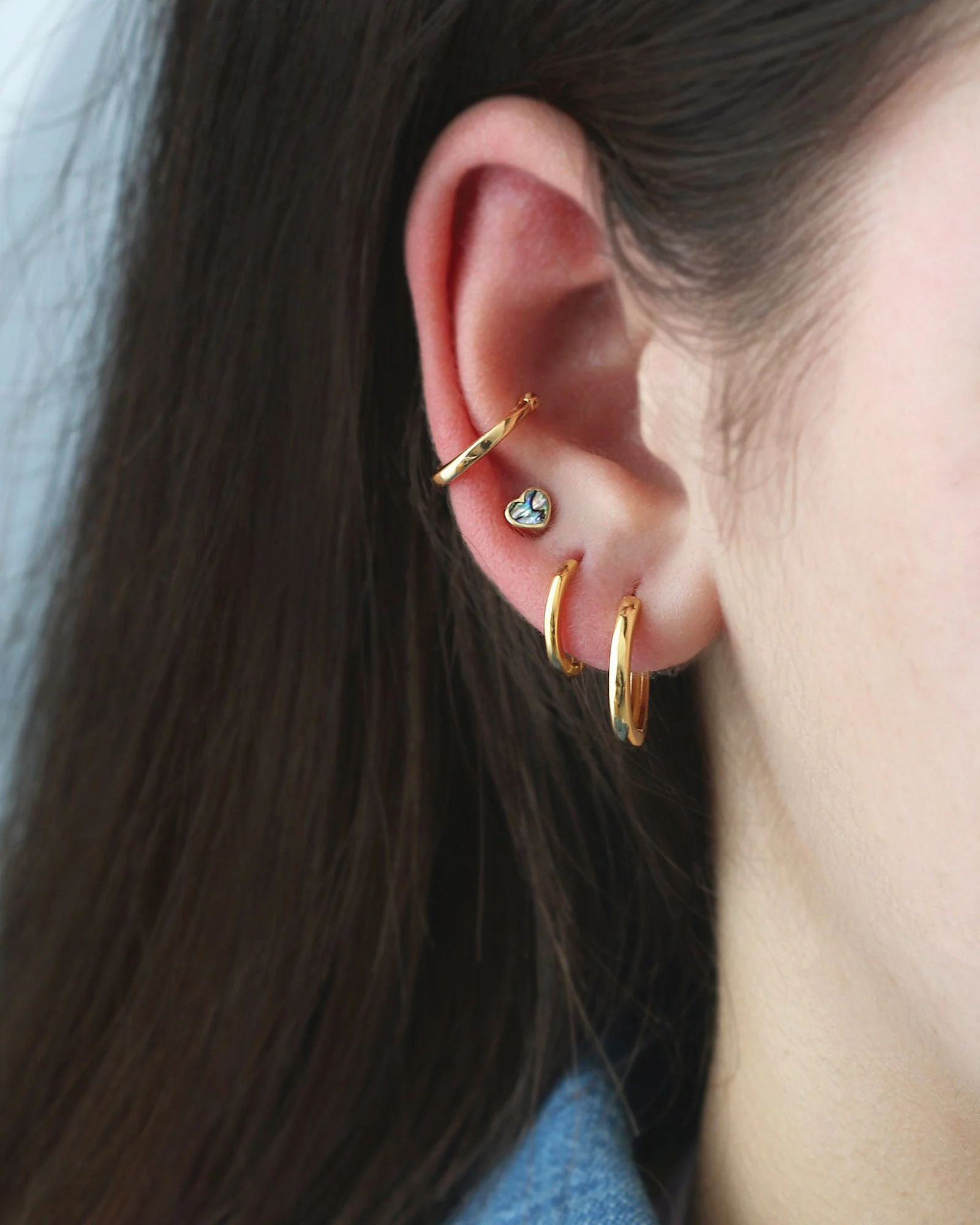 Abalone Heart Stud Earrings - Image 2
