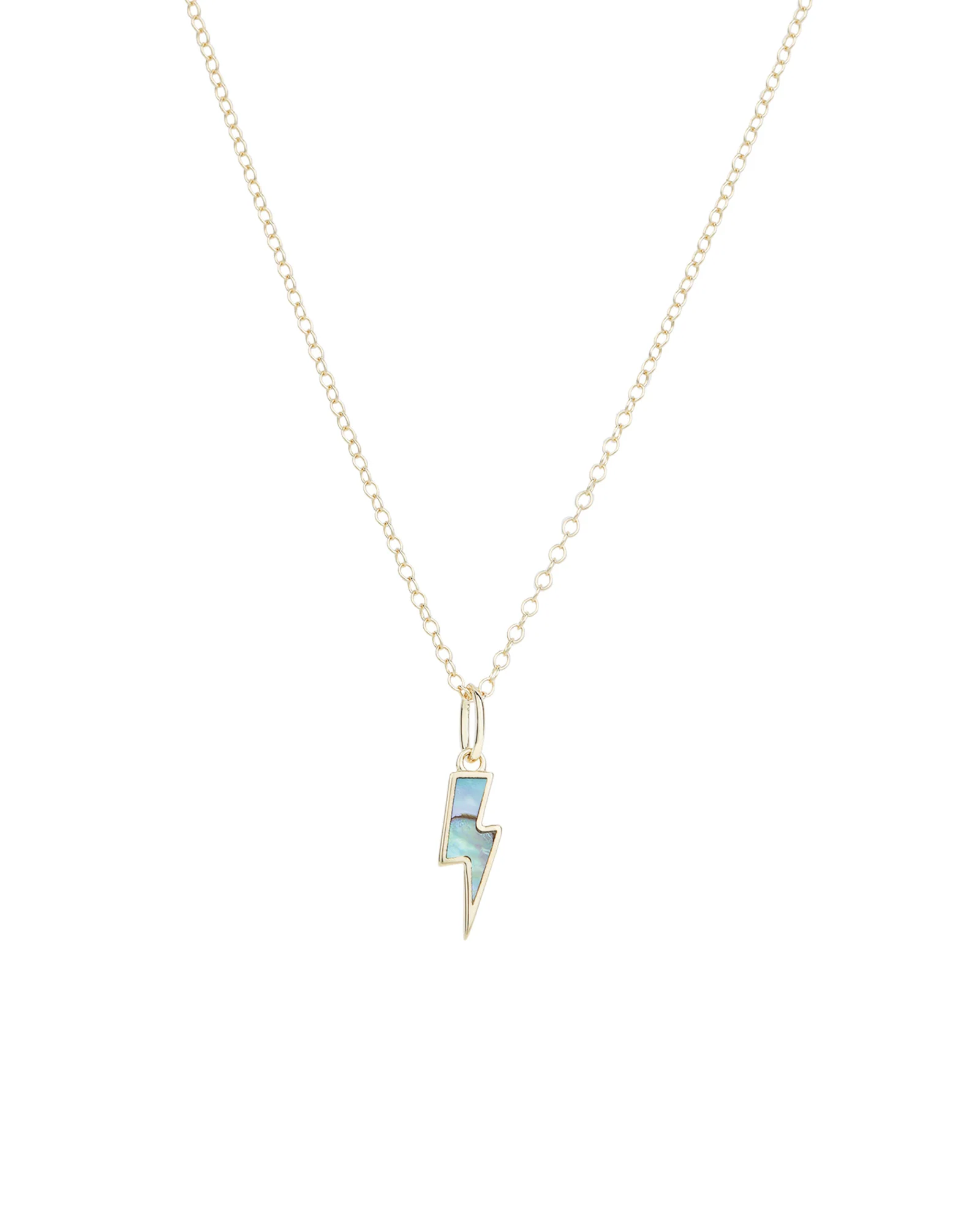 Abalone Lightning Bolt Charm Necklace