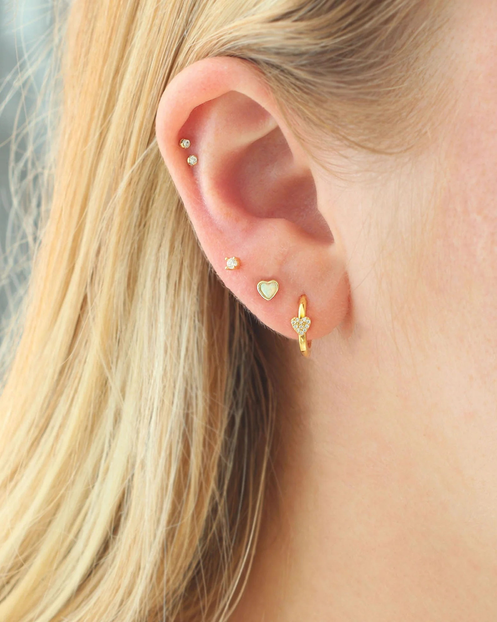 Opal Heart Stud Earrings - Image 2