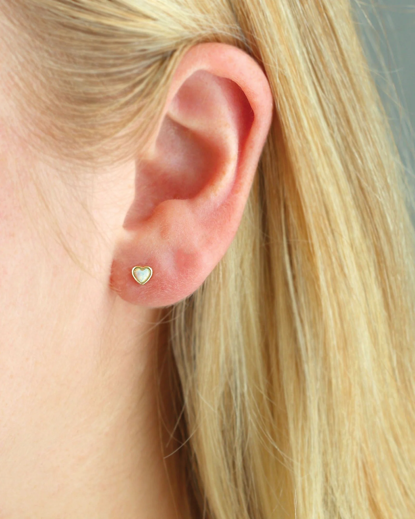 Opal Heart Stud Earrings - Image 4