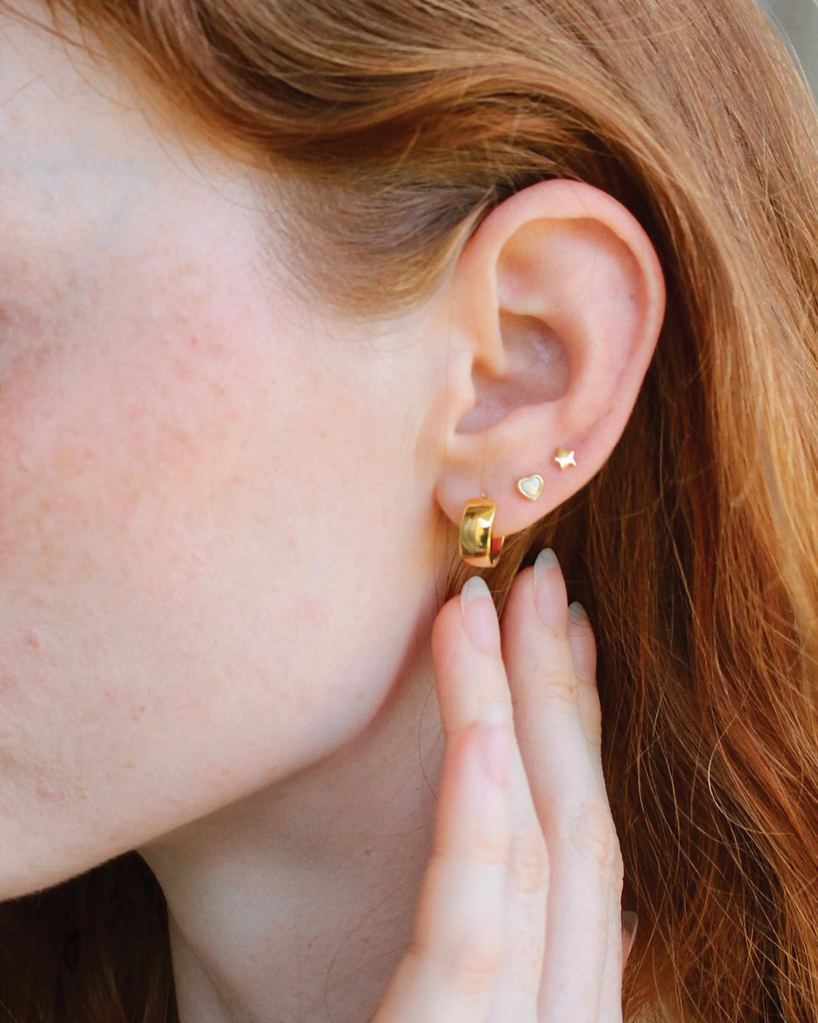 Opal Heart Stud Earrings - Image 5