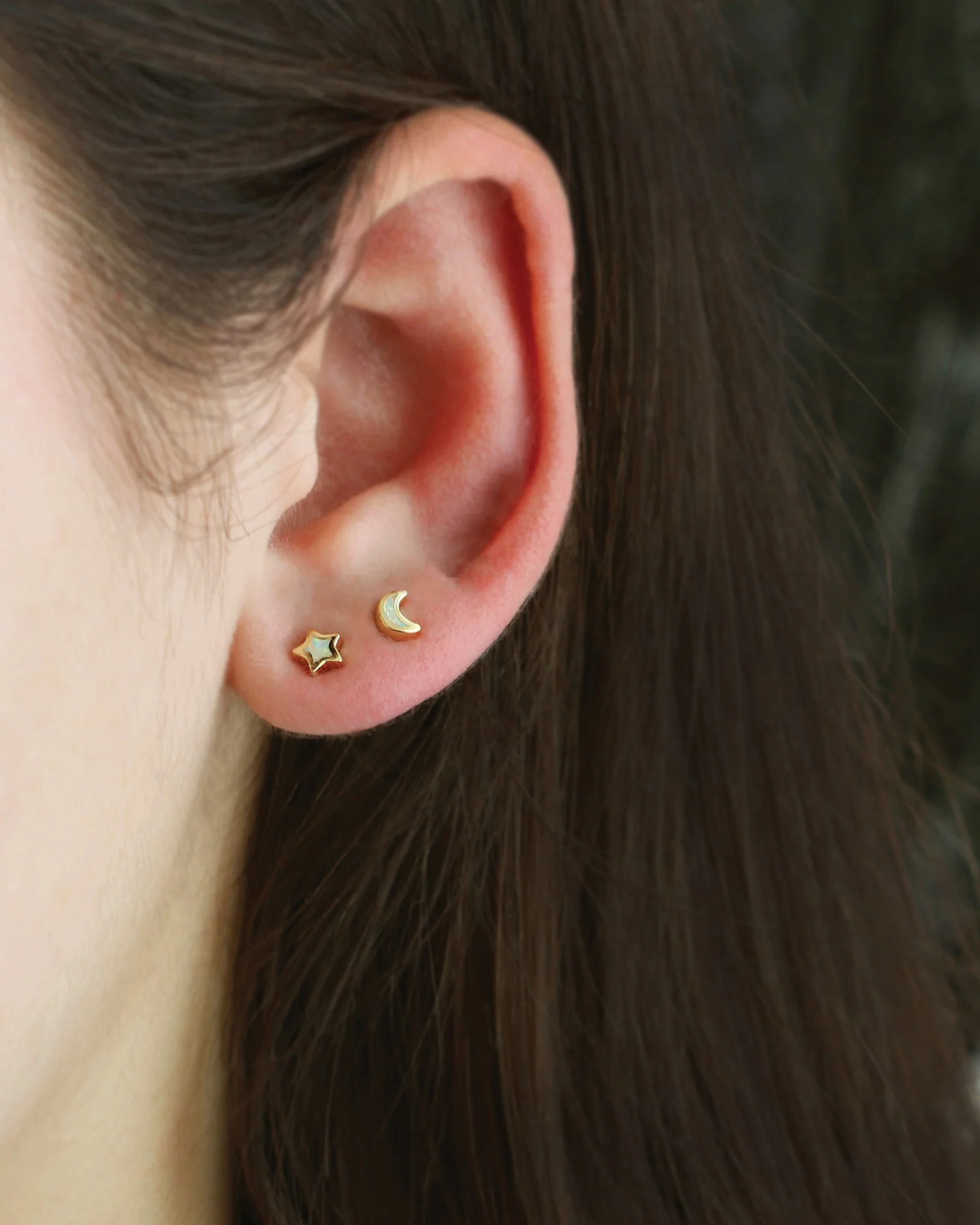 Opal Star + Moon Stud Earrings - Image 2