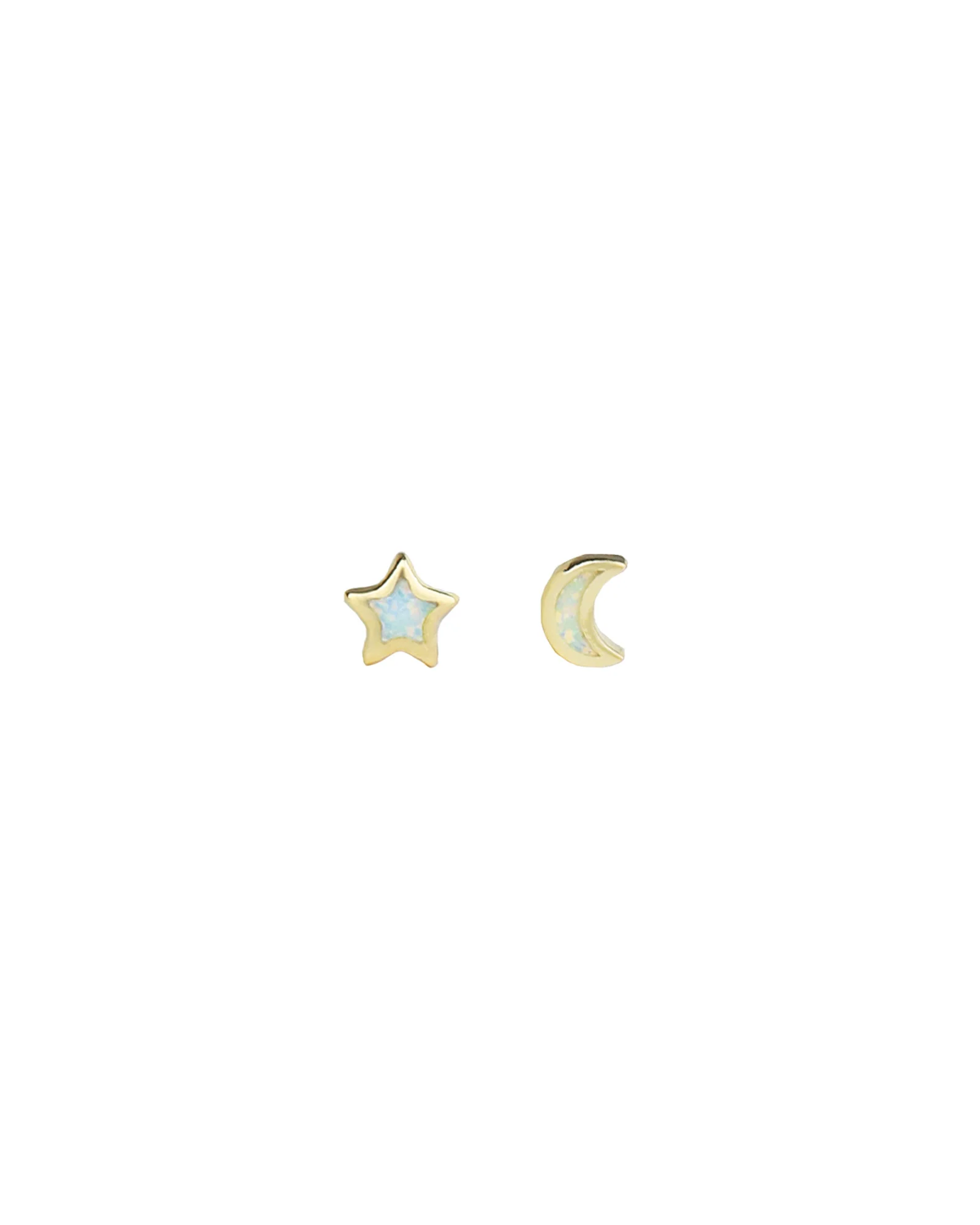 Opal Star + Moon Stud Earrings - Image 3