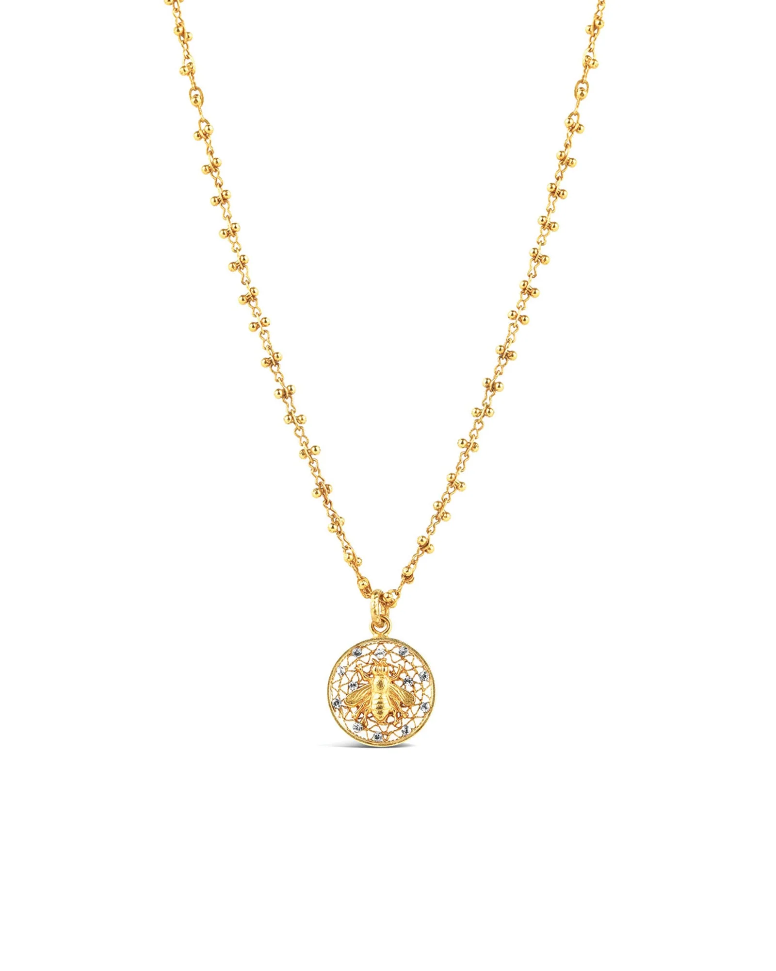 Filigree Round Bee Necklace