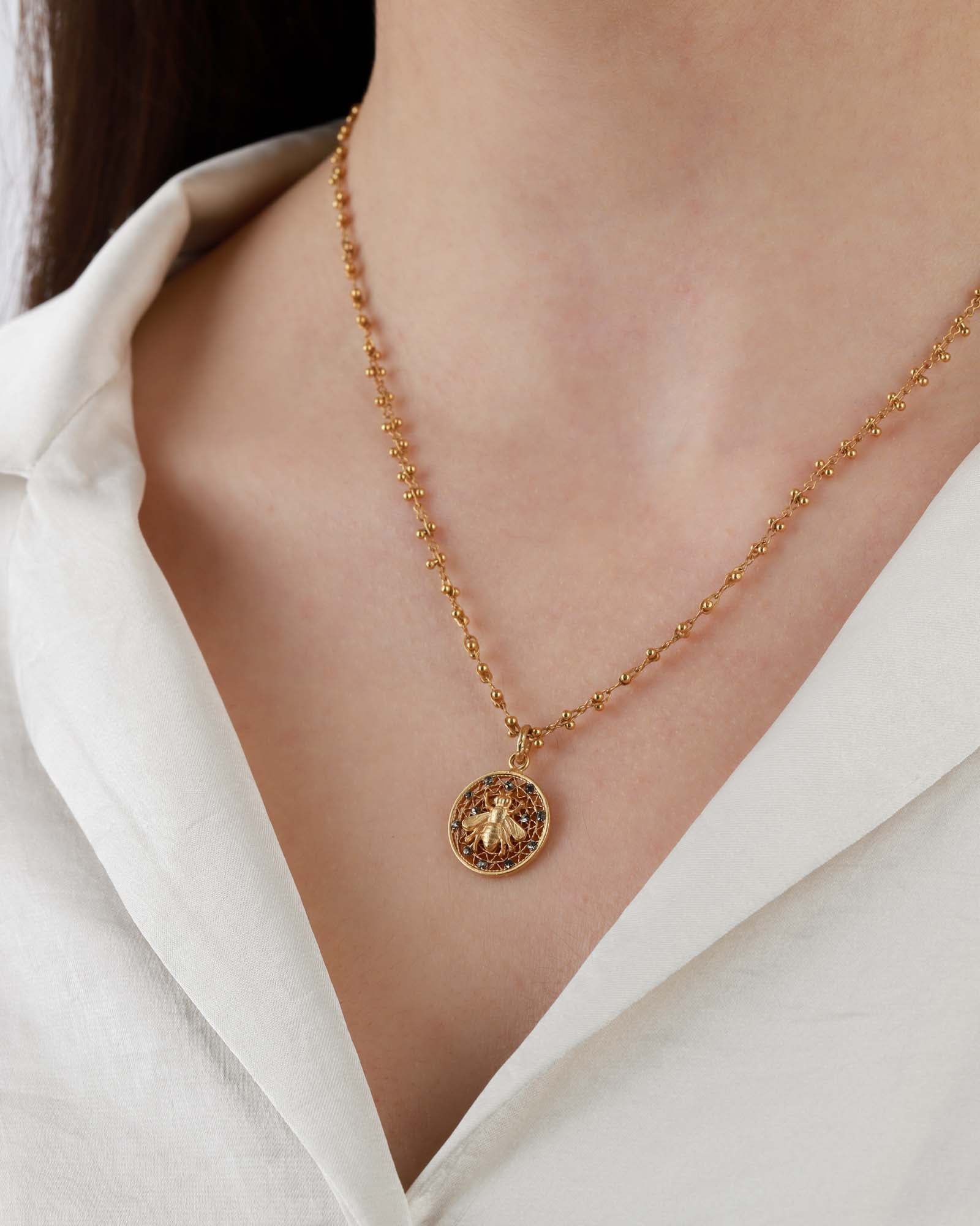Filigree Round Bee Necklace - Image 2