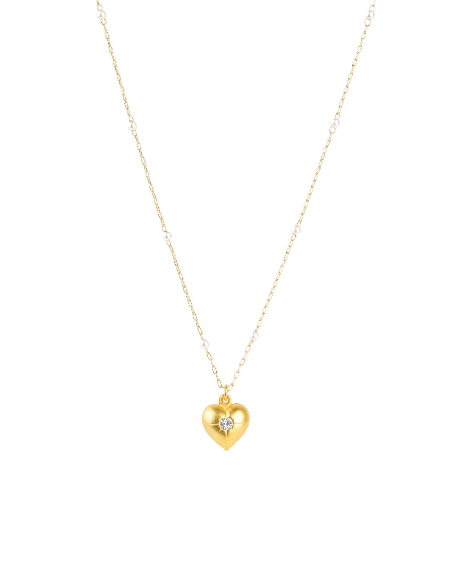 Heart Pendant Pearl Chain Necklace