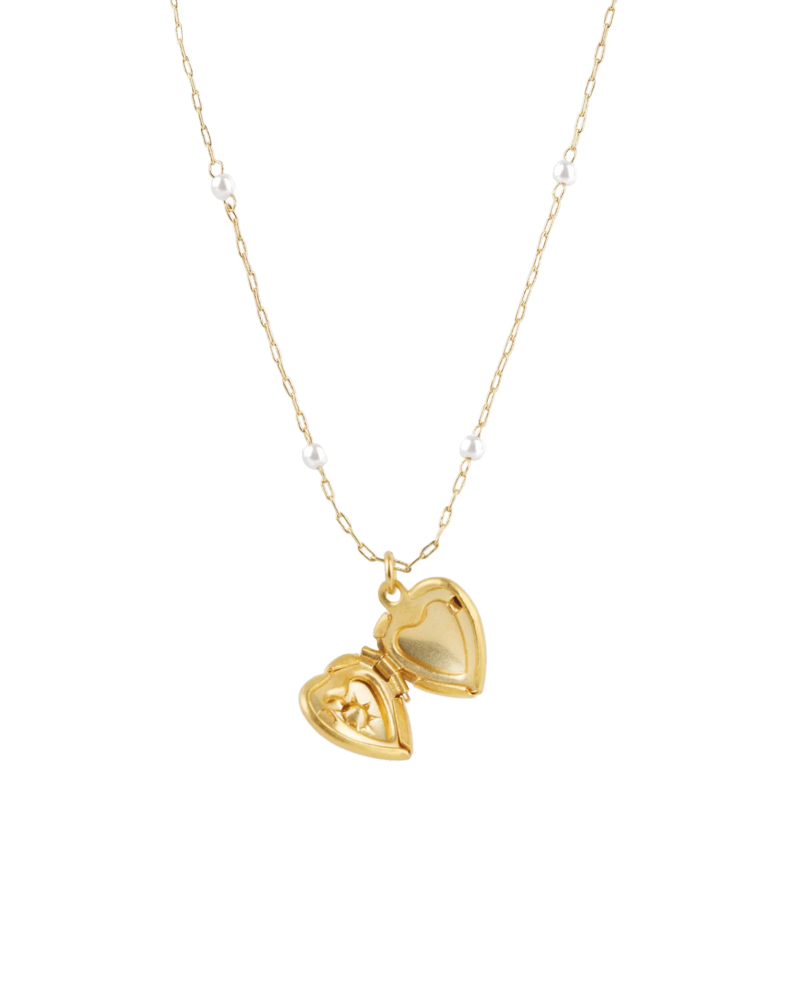 Heart Pendant Pearl Chain Necklace - Image 3
