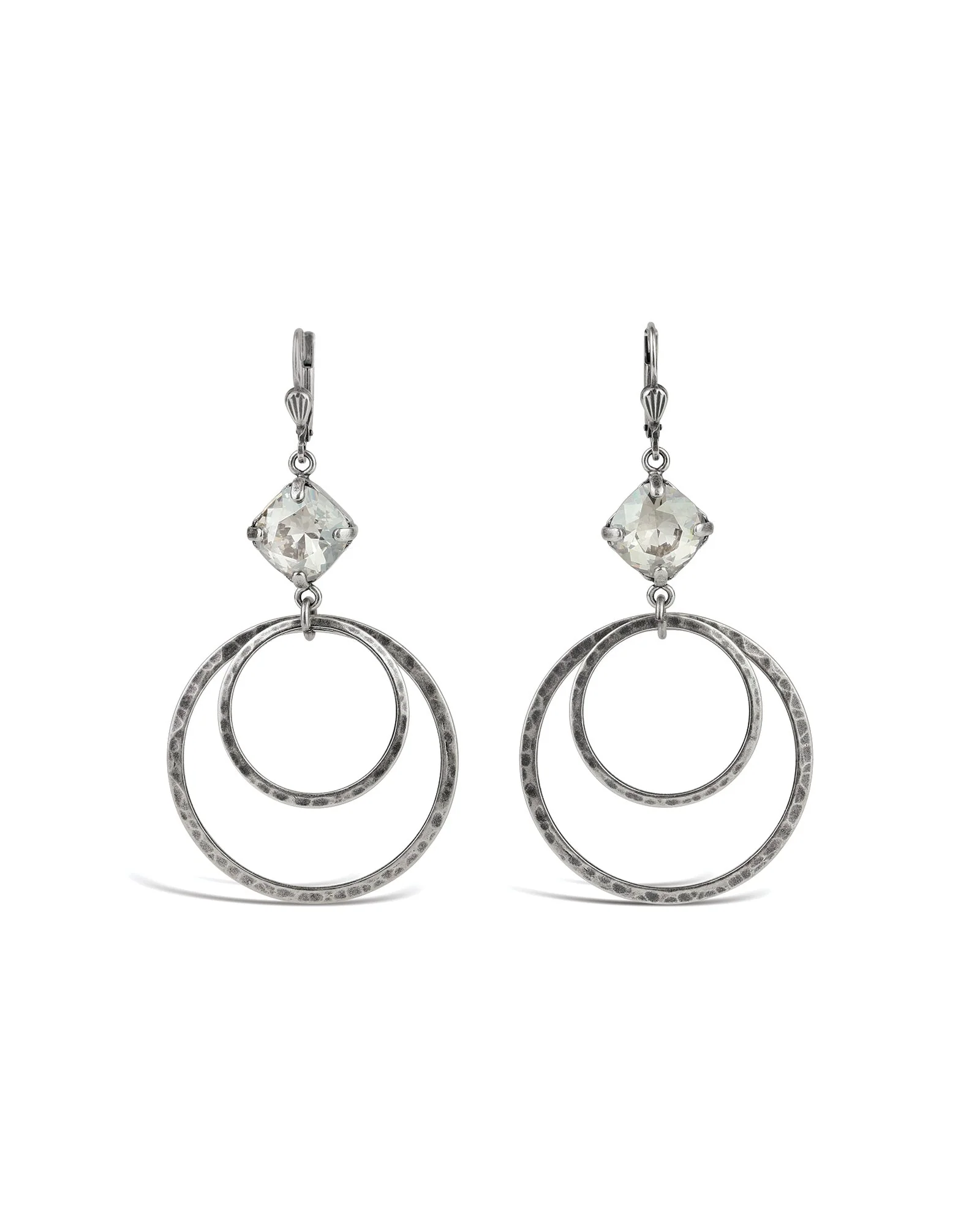 Rectangular Crystal Two Ring Hooks