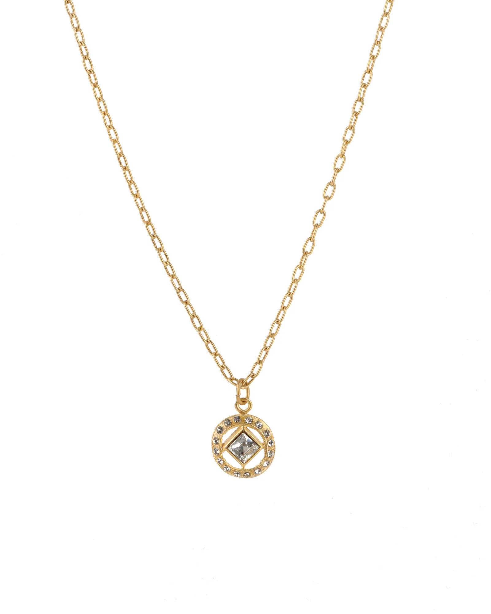 Square Crystal Halo Necklace