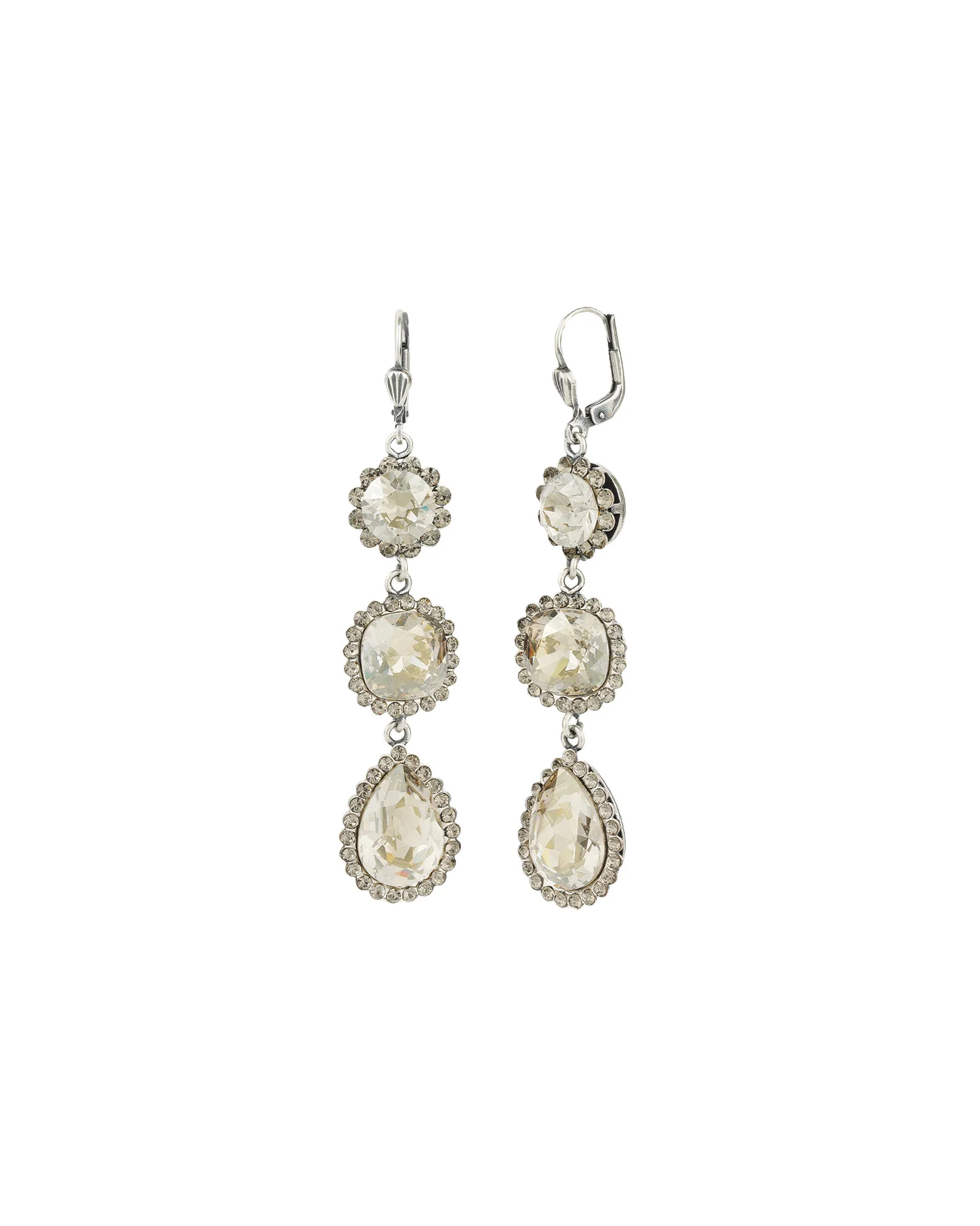 Three Crystal Halo Drop Hooks