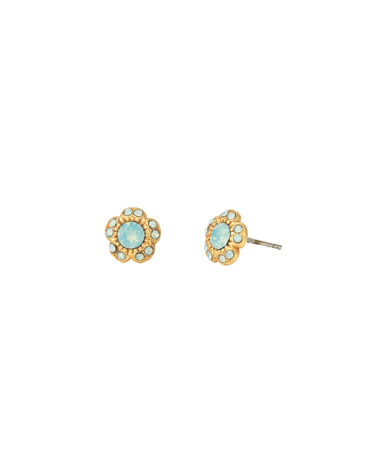 Tiny Flower Halo Crystal Studs