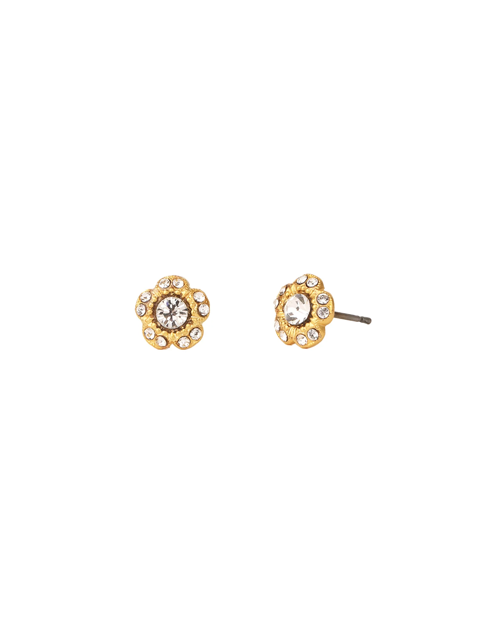 Tiny Flower Halo Crystal Studs