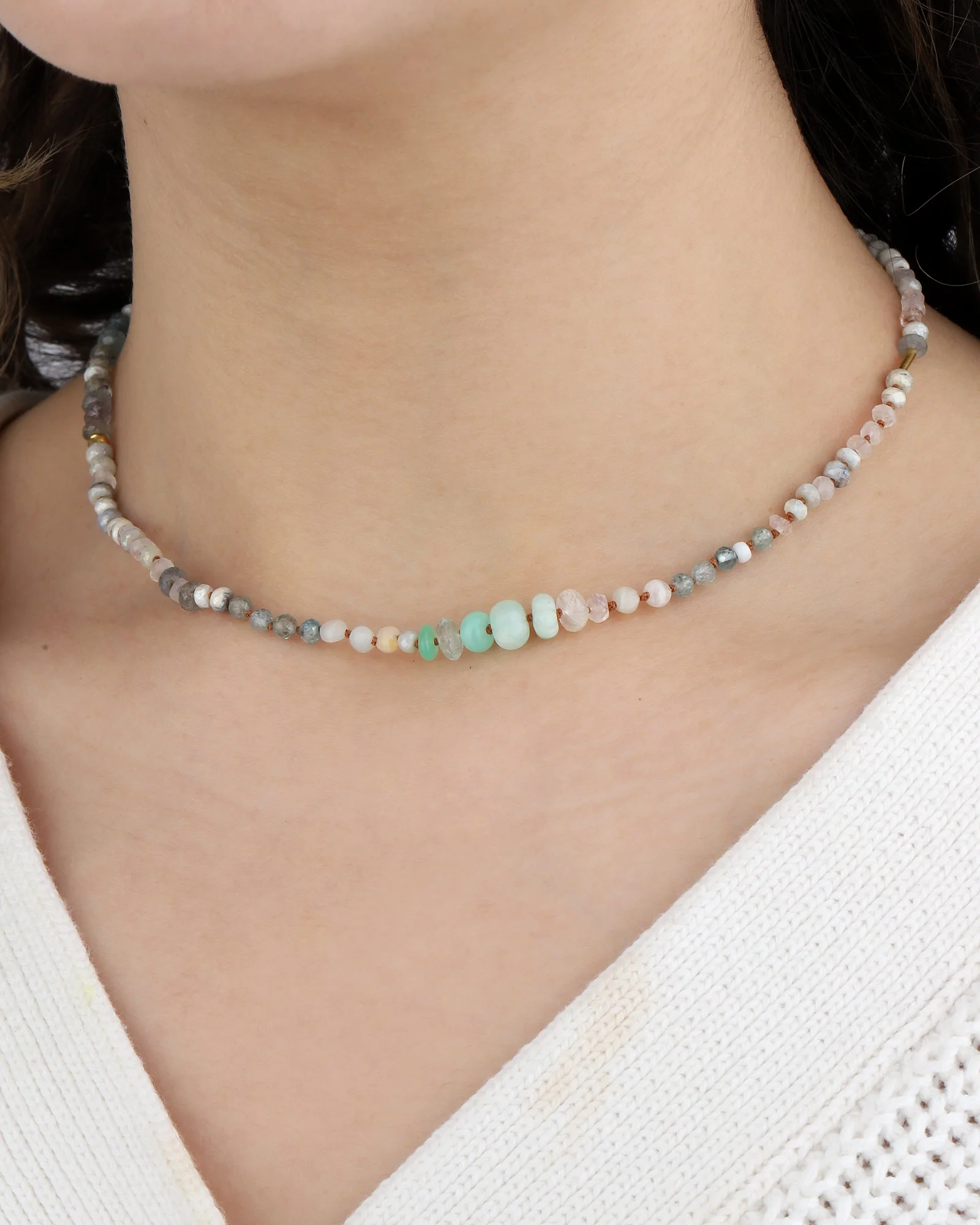 Mixed Stone Beaded Necklace - Image 2