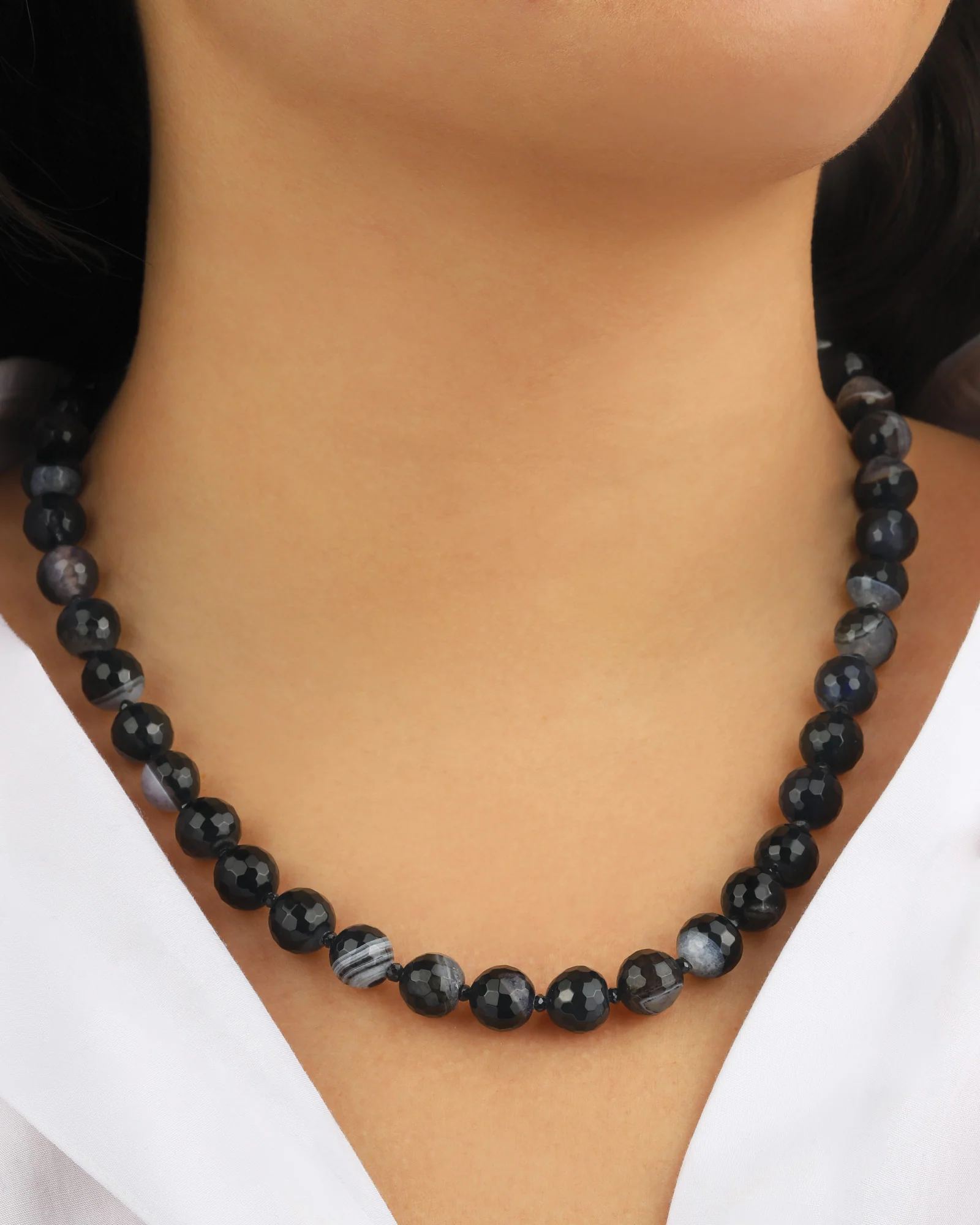 Faceted Mixed Shape Long Beaded Necklace | 10mm - Image 2