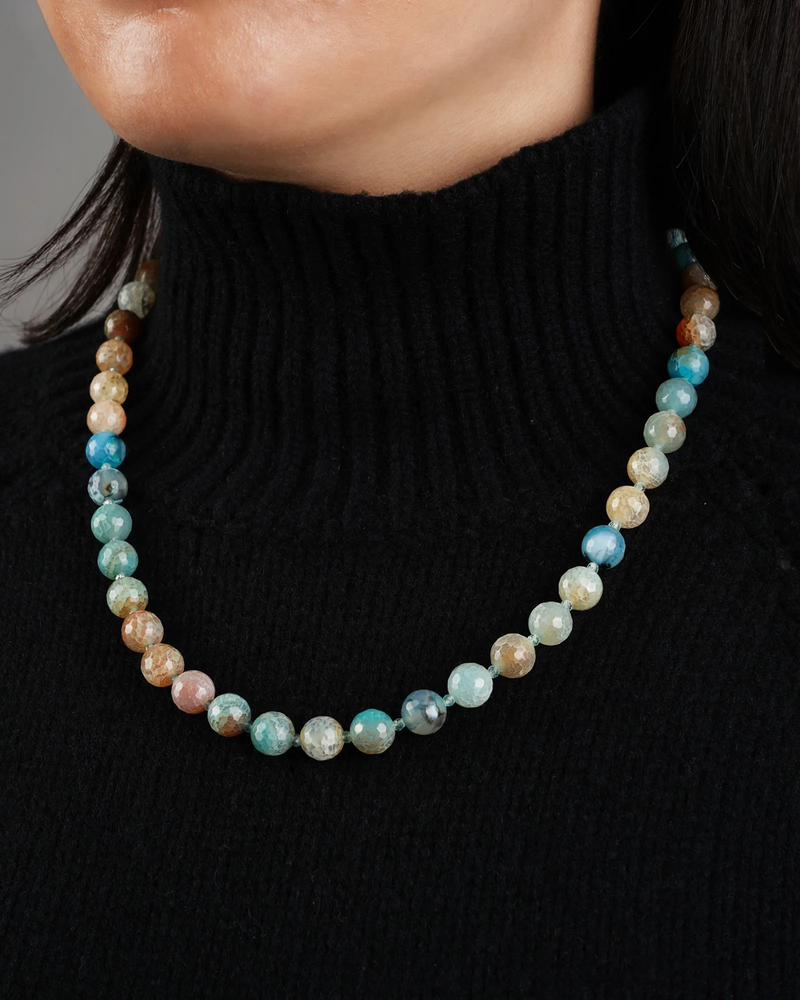 Faceted Mixed Shape Long Beaded Necklace | 10mm - Image 2
