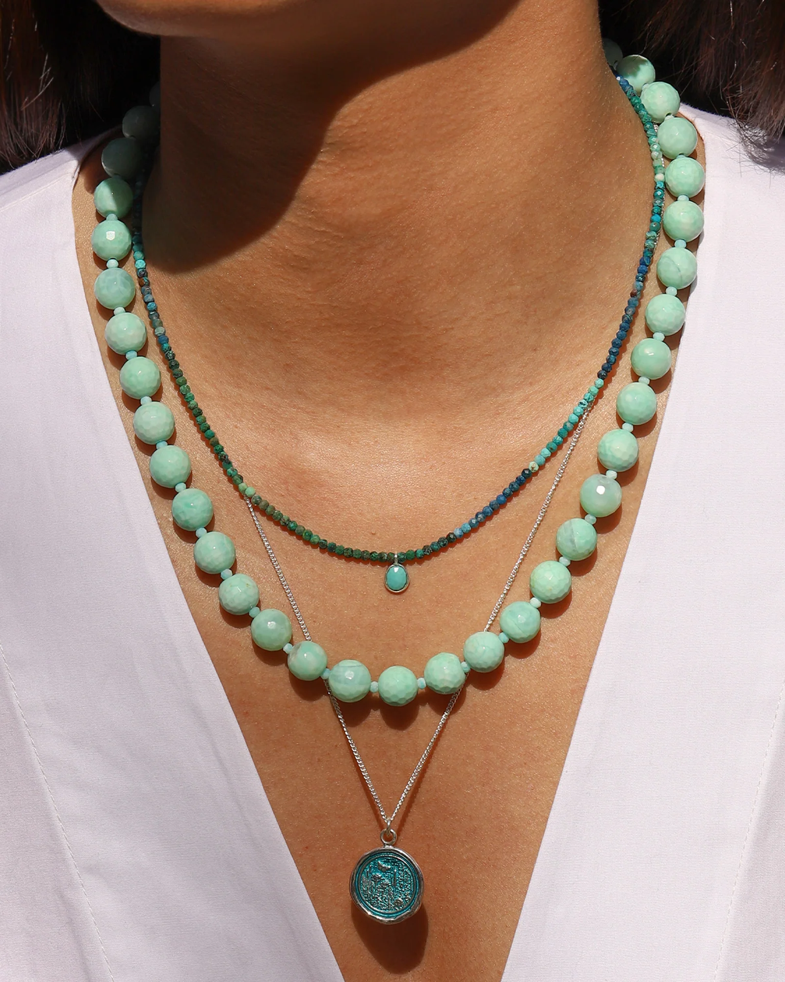 Faceted Mixed Shape Long Beaded Necklace | 10mm - Image 2