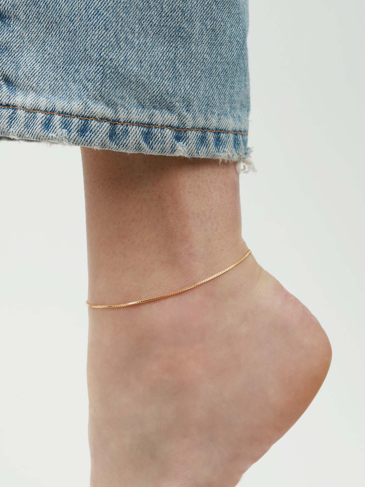 Square Box Chain Anklet - Image 2