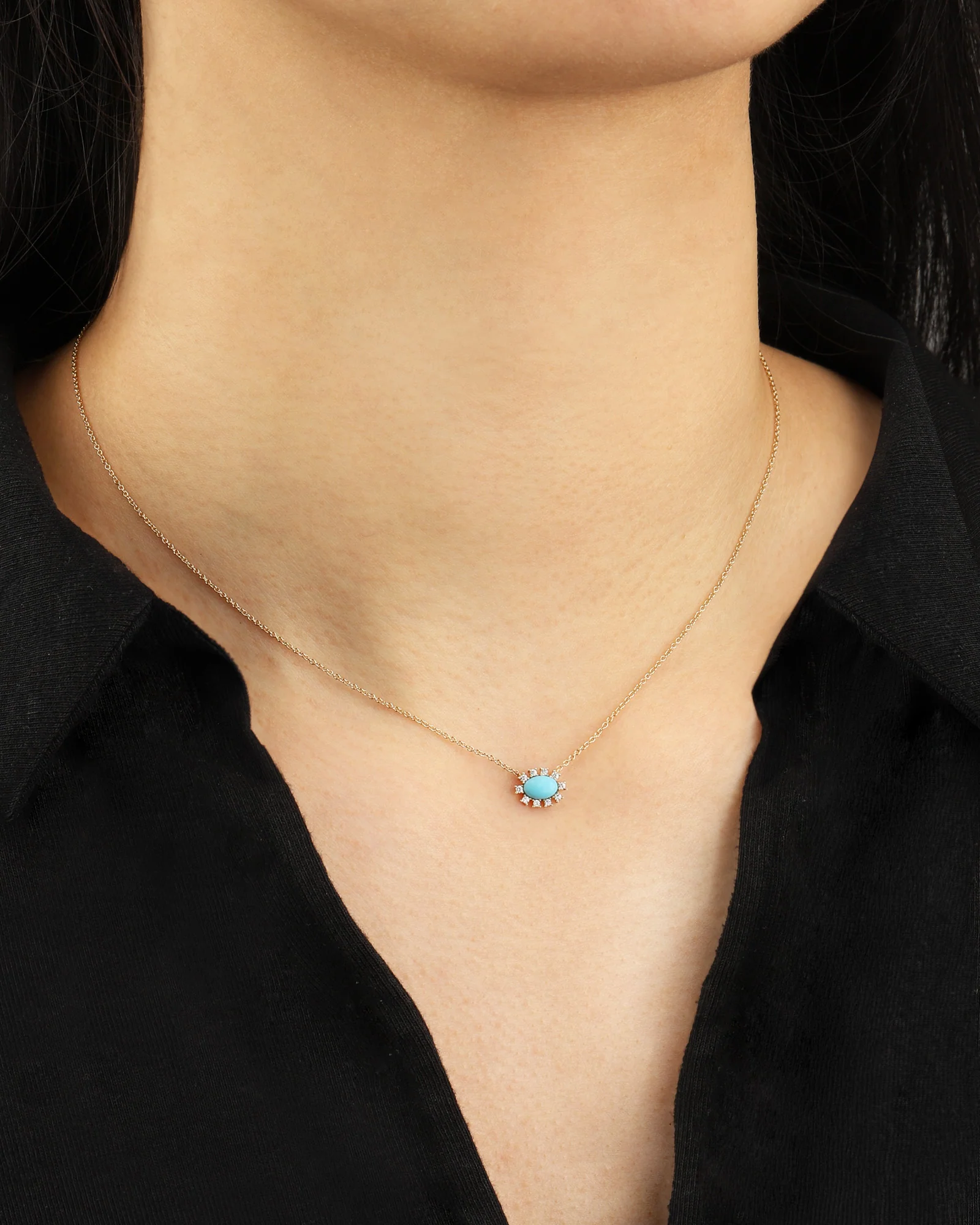 Spiked Stone Oval Necklace - Image 2