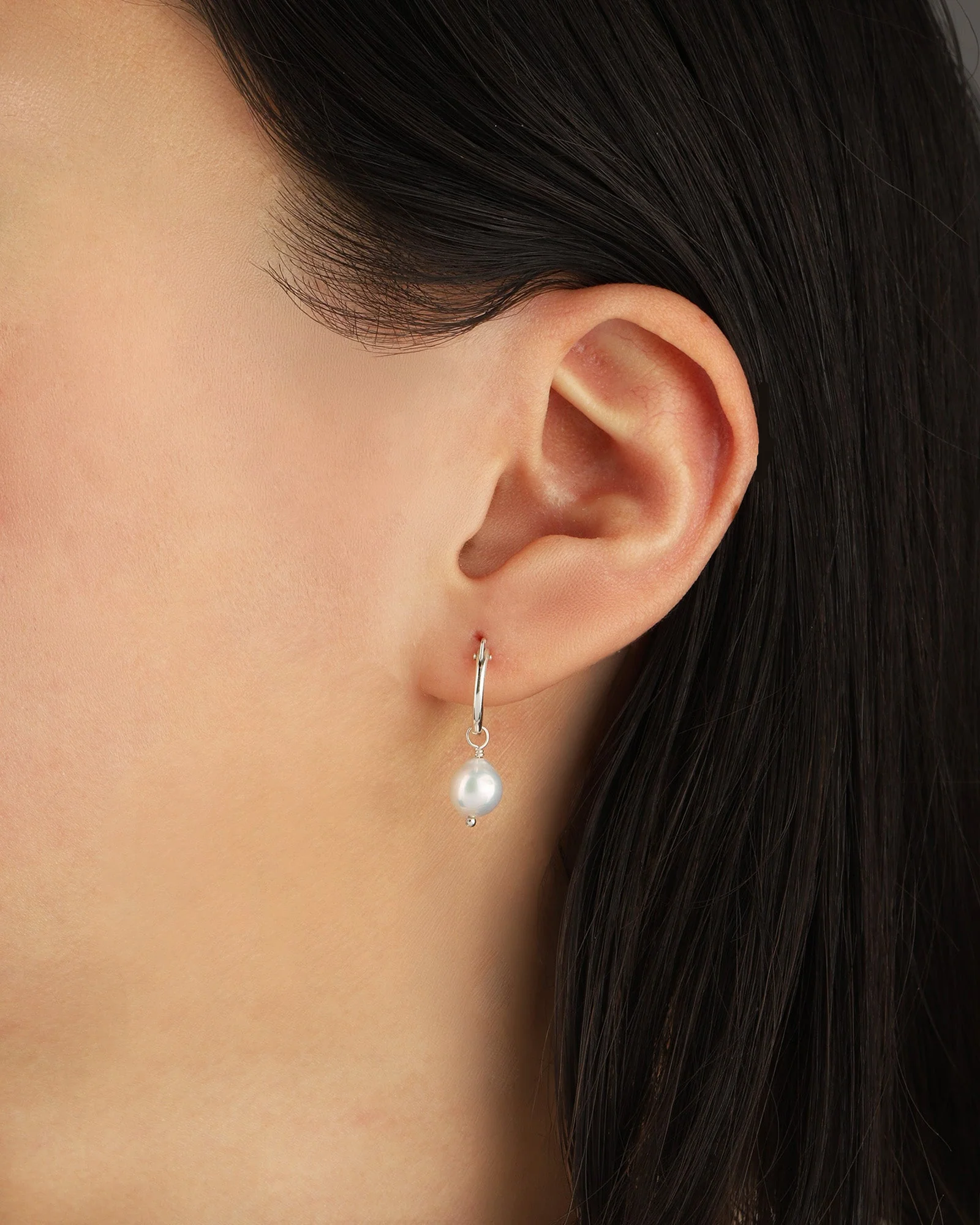 Baroque Pearl Drop Huggies - Image 2