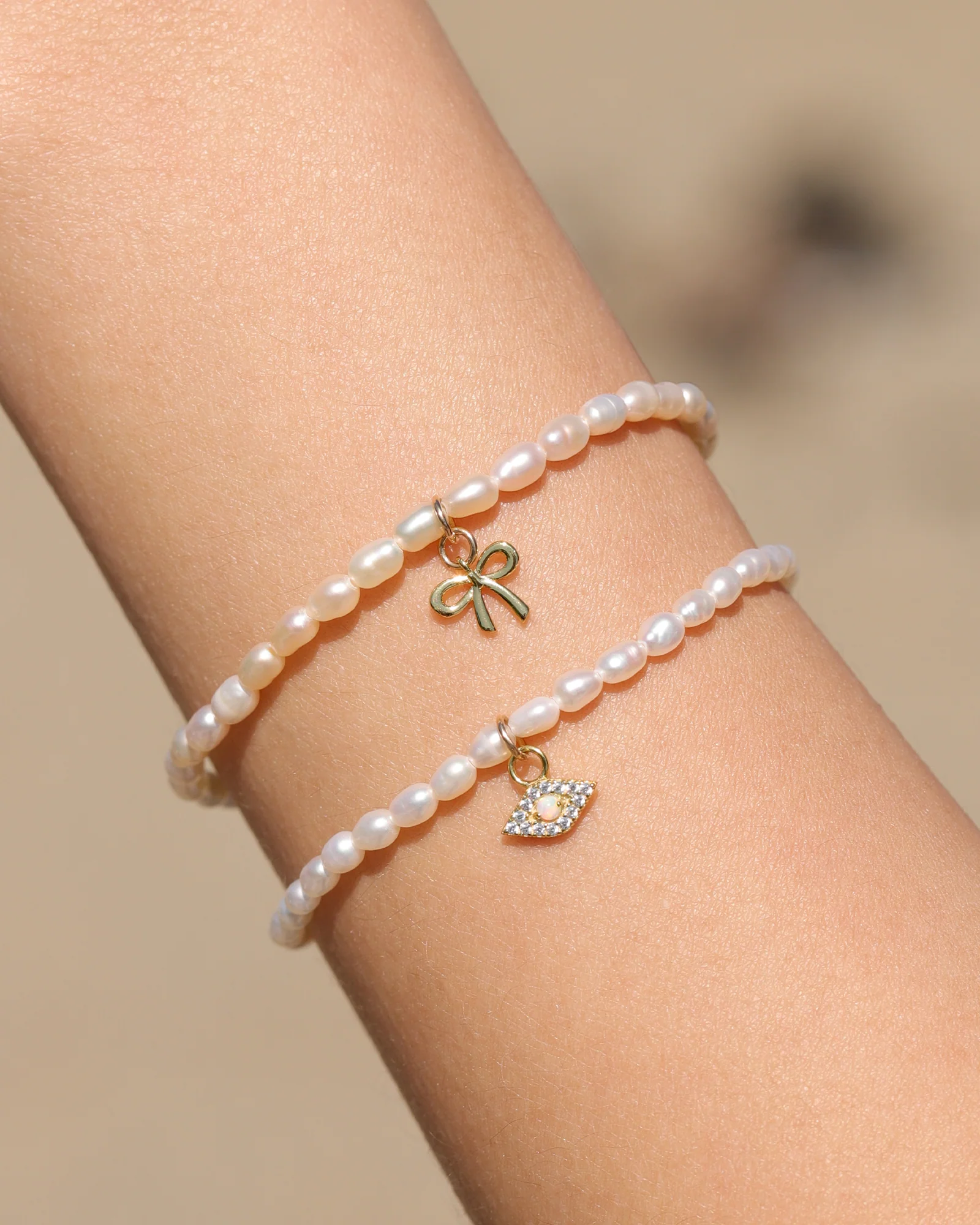 Bow Drop Pearl Bracelet | 3mm - Image 2