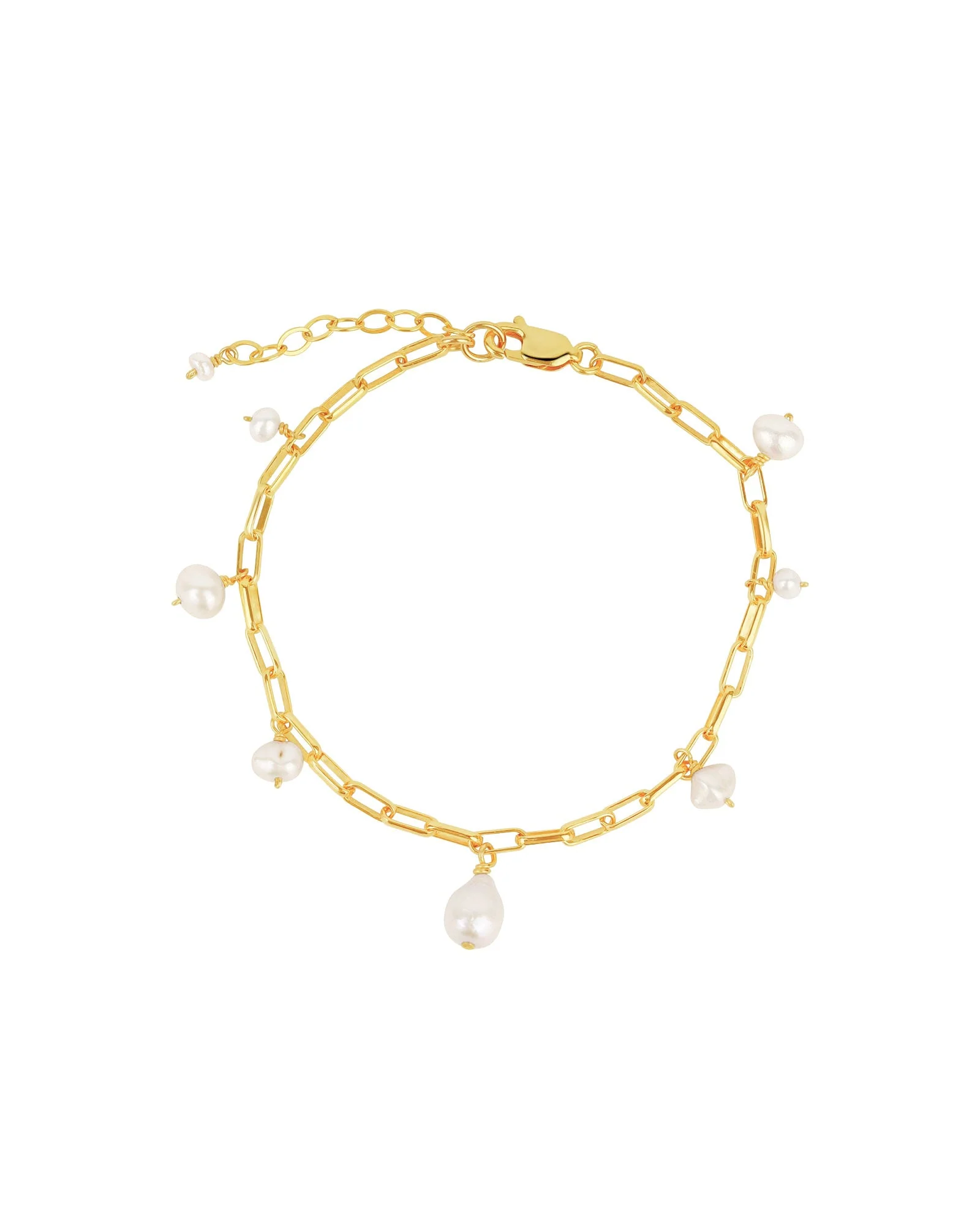 Mixed Pearl Drop Chain Bracelet