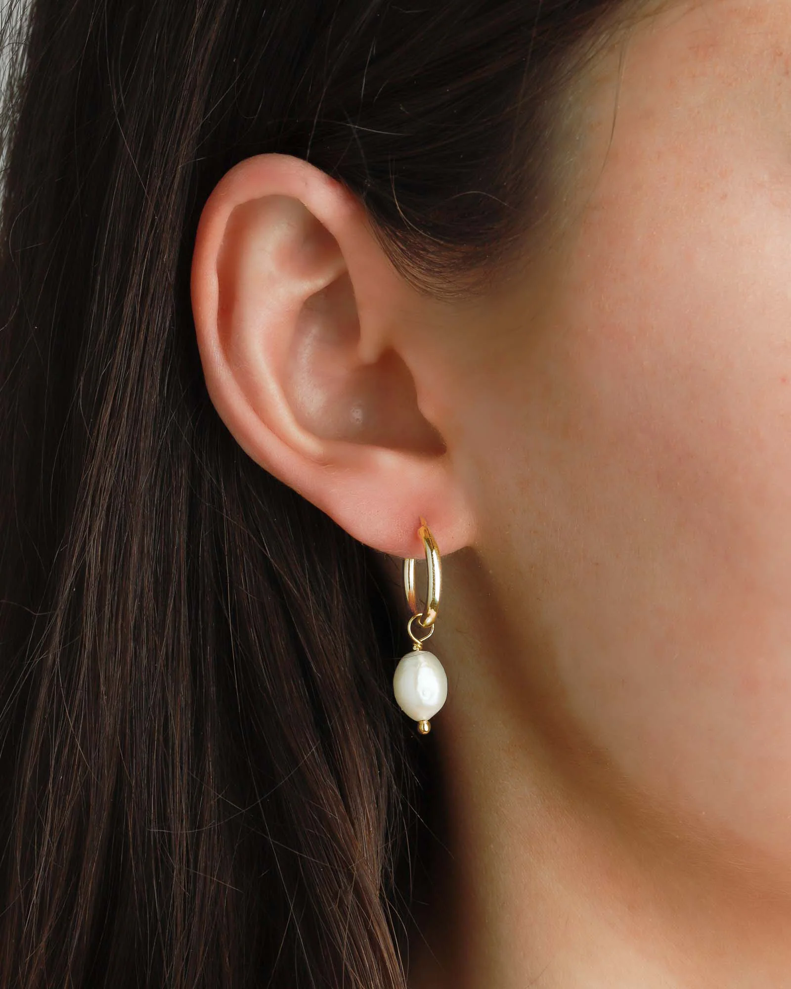 Pearl Drop Hoops - Image 3