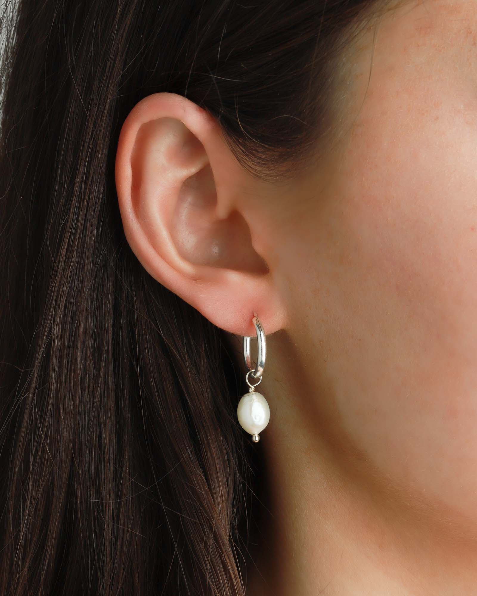Pearl Drop Hoops - Image 3