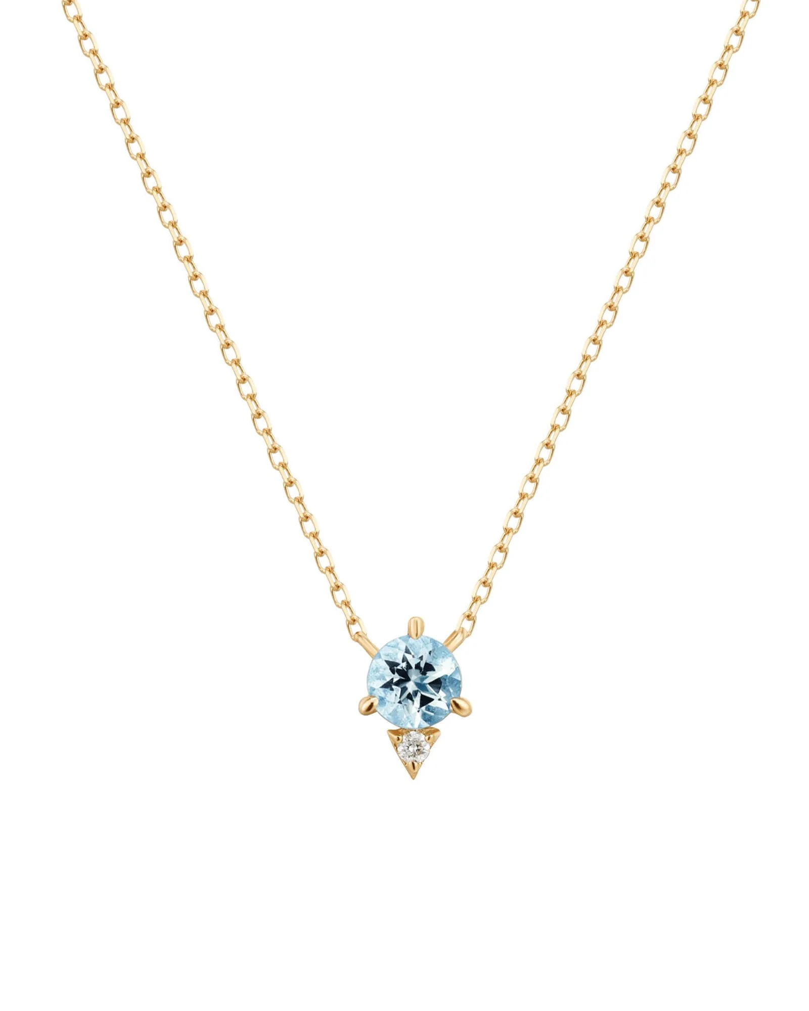 Round Aquamarine CZ Necklace - Image 3