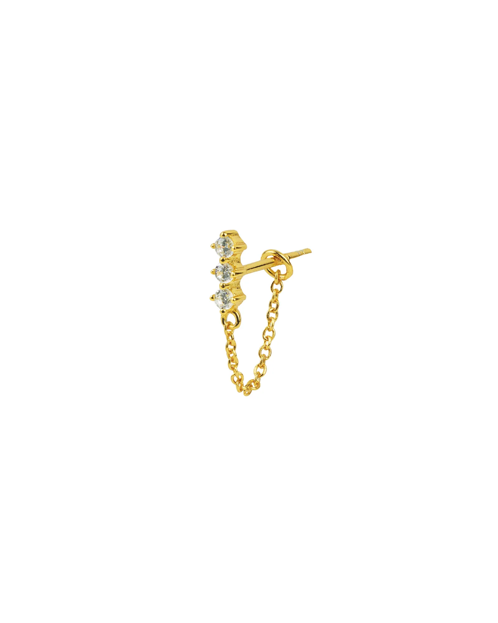 3 CZ Chain Loop Single Stud