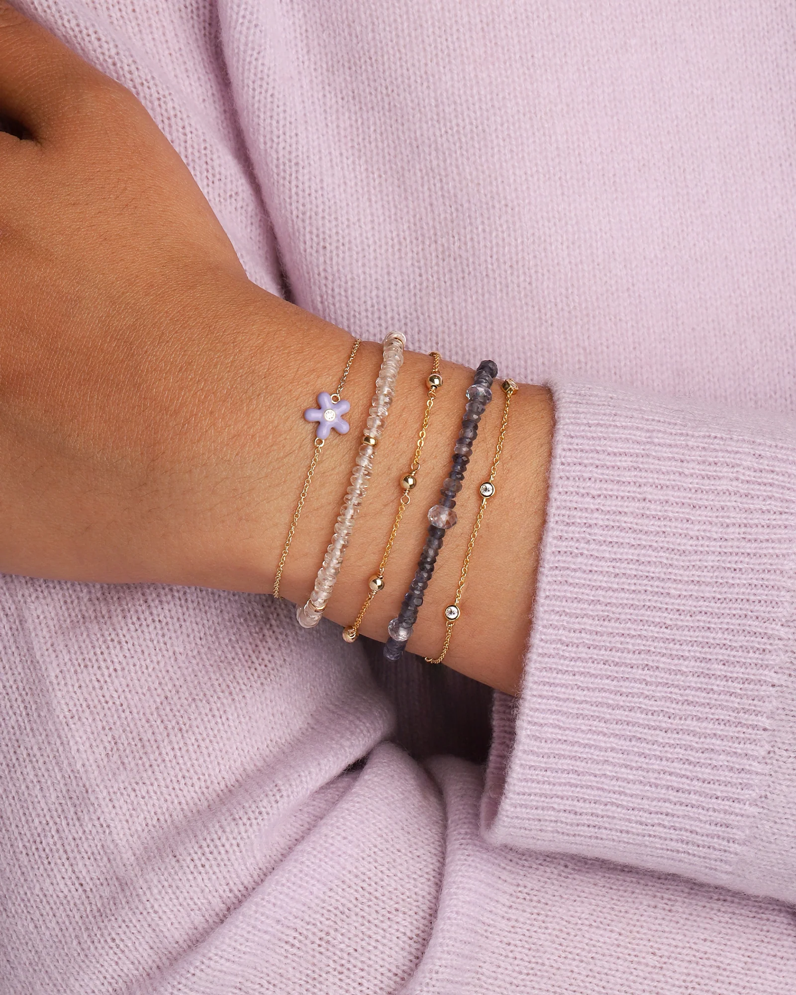 5 Bezel CZ Chain Bracelet - Image 2