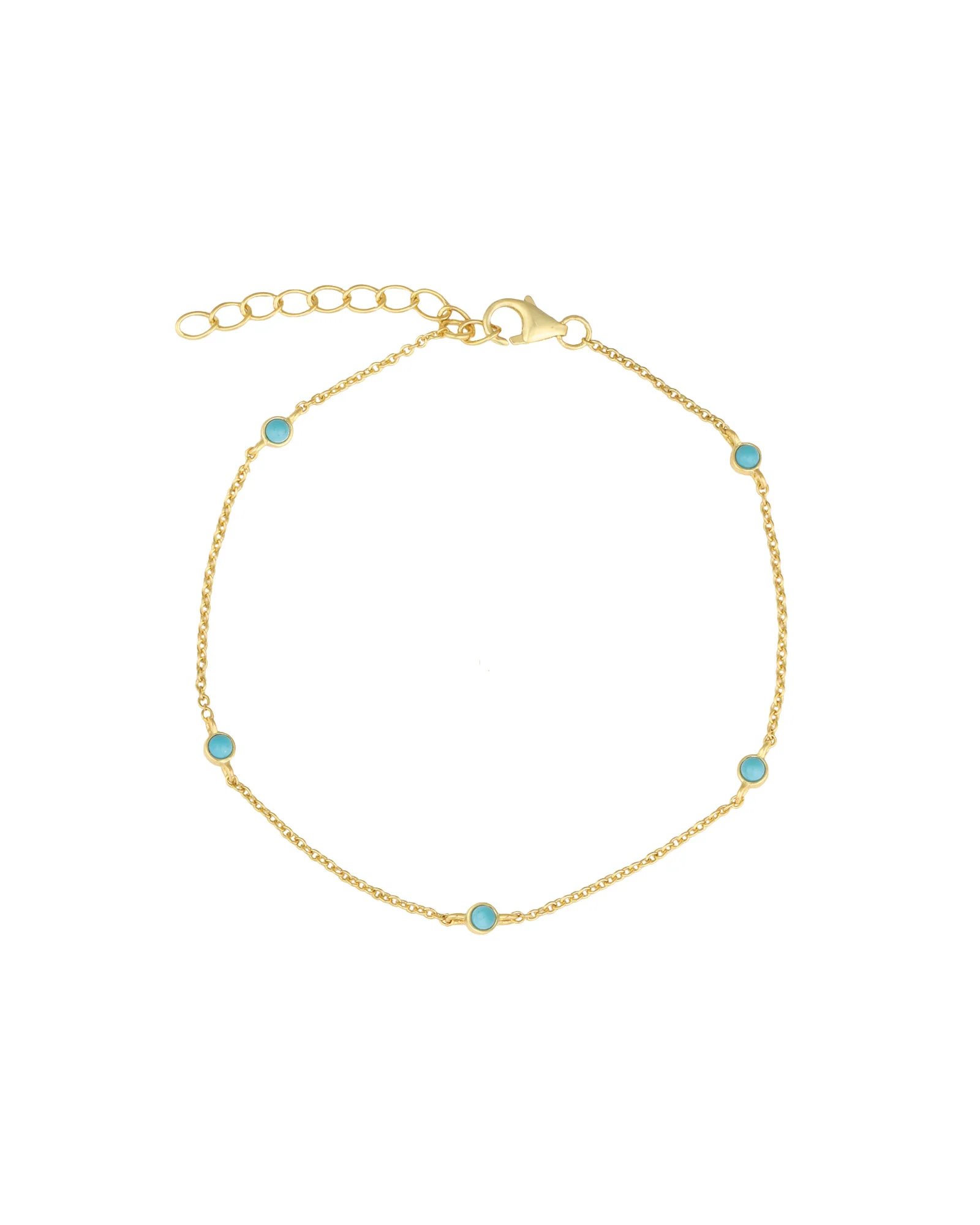 5 Bezel Turquoise Chain Bracelet