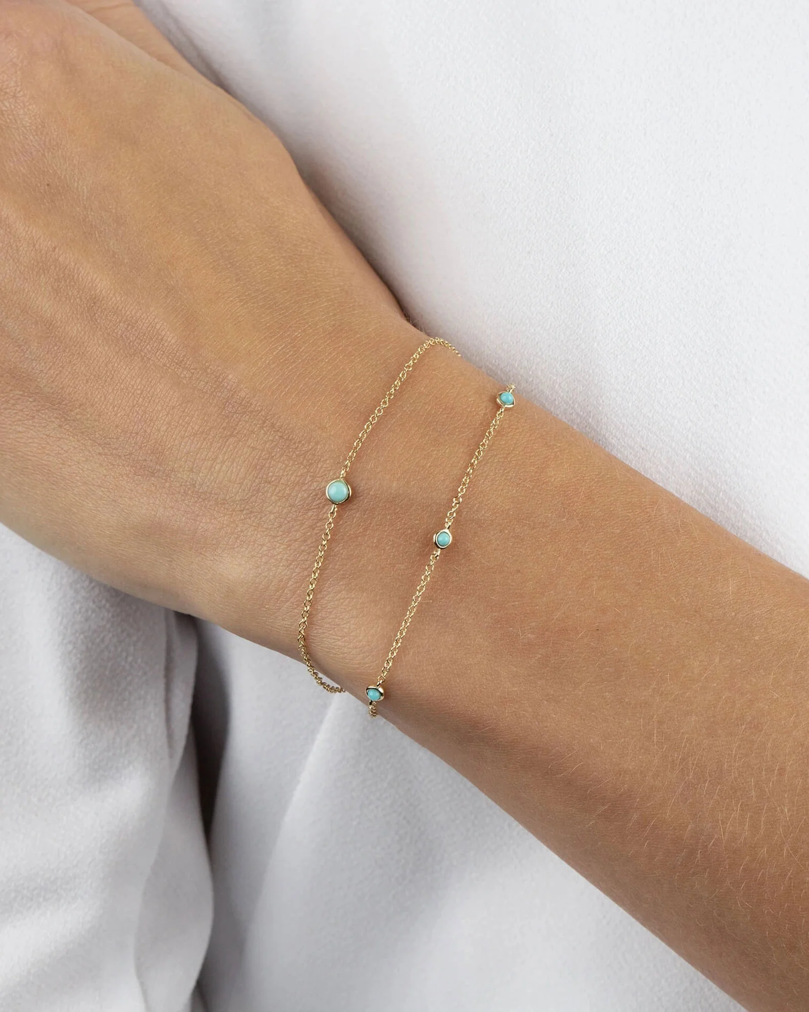 5 Bezel Turquoise Chain Bracelet - Image 2