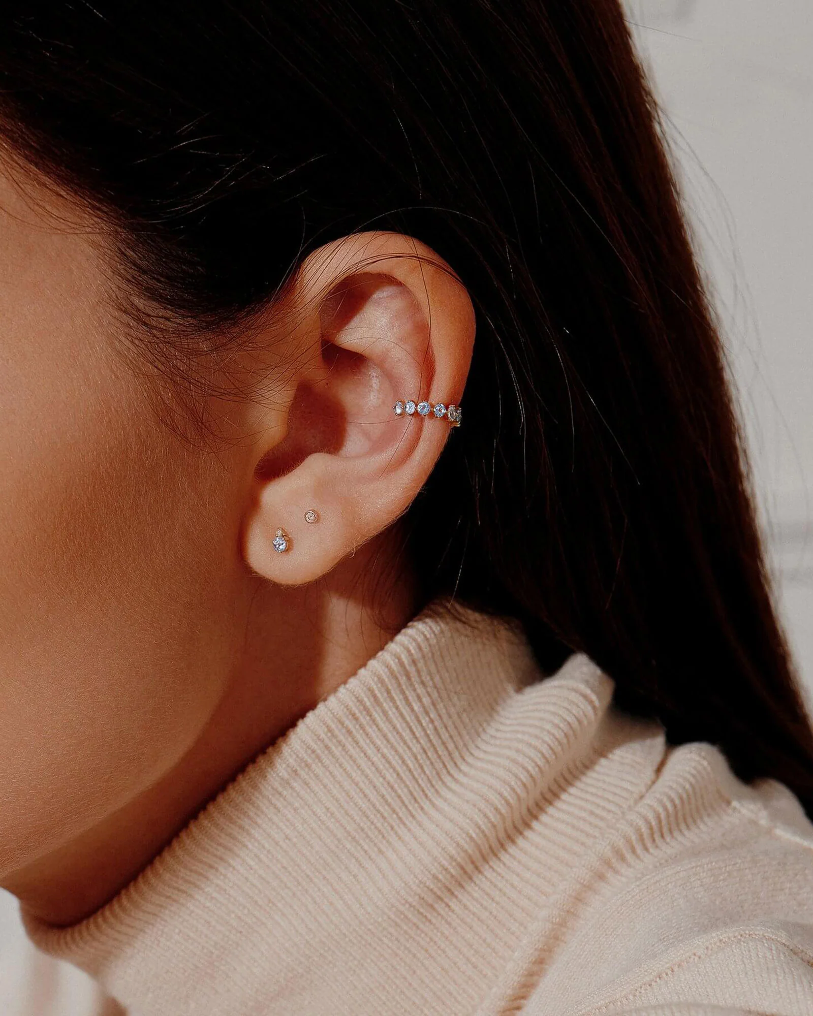 Aquamarine CZ Ear Cuff - Image 2
