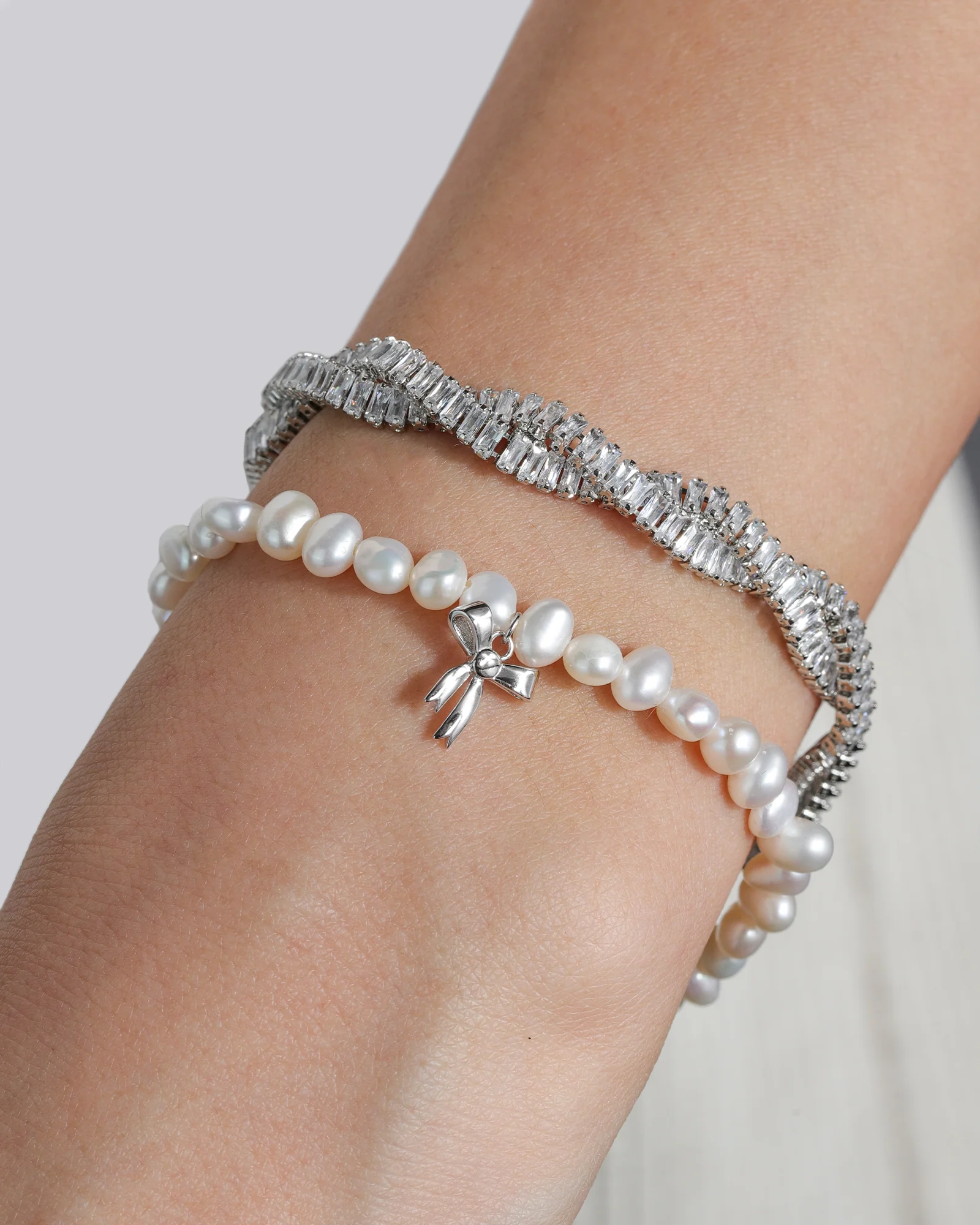 Bow Drop Pearl Bracelet - Image 2