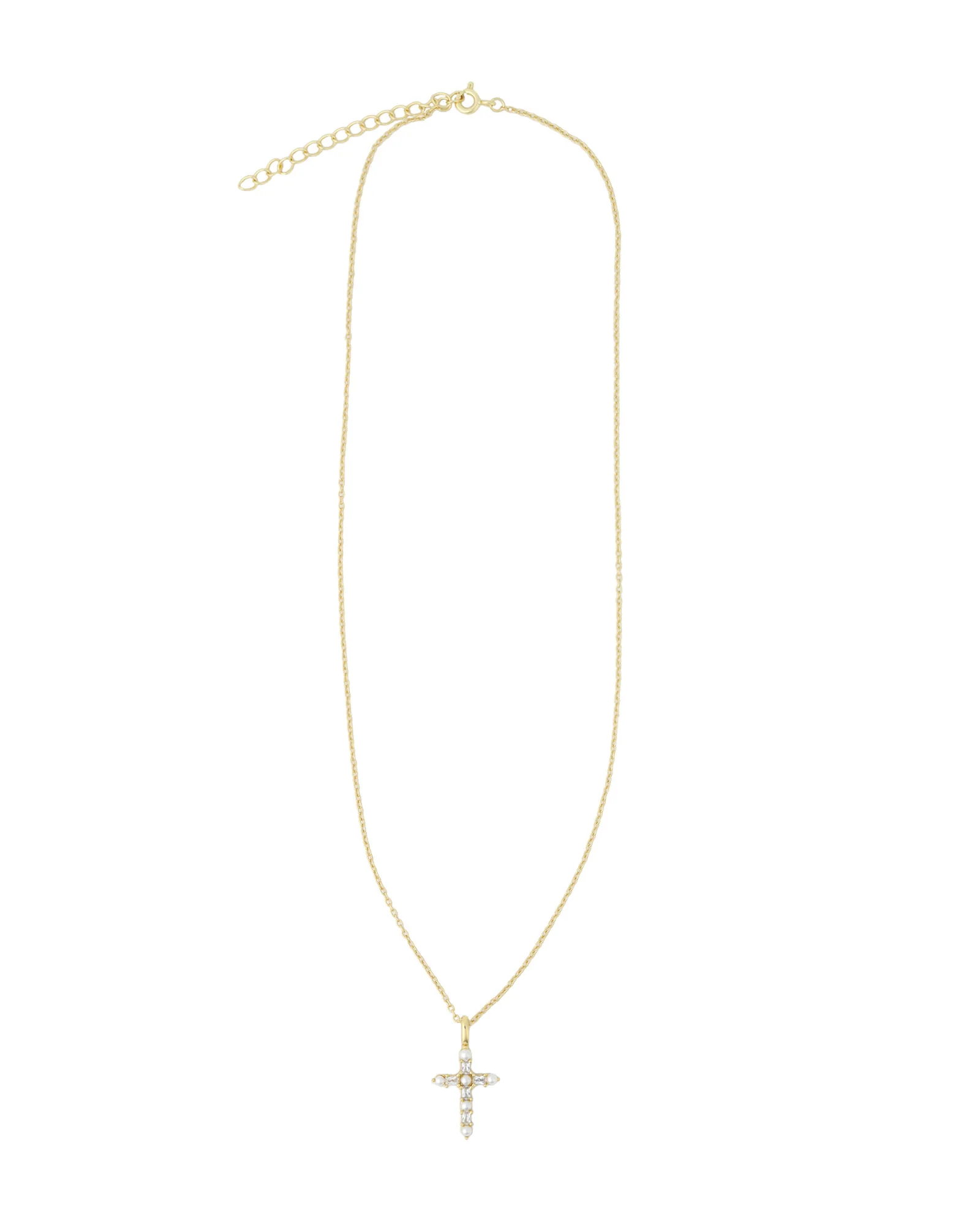 Cross Pearl CZ Necklace - Image 3
