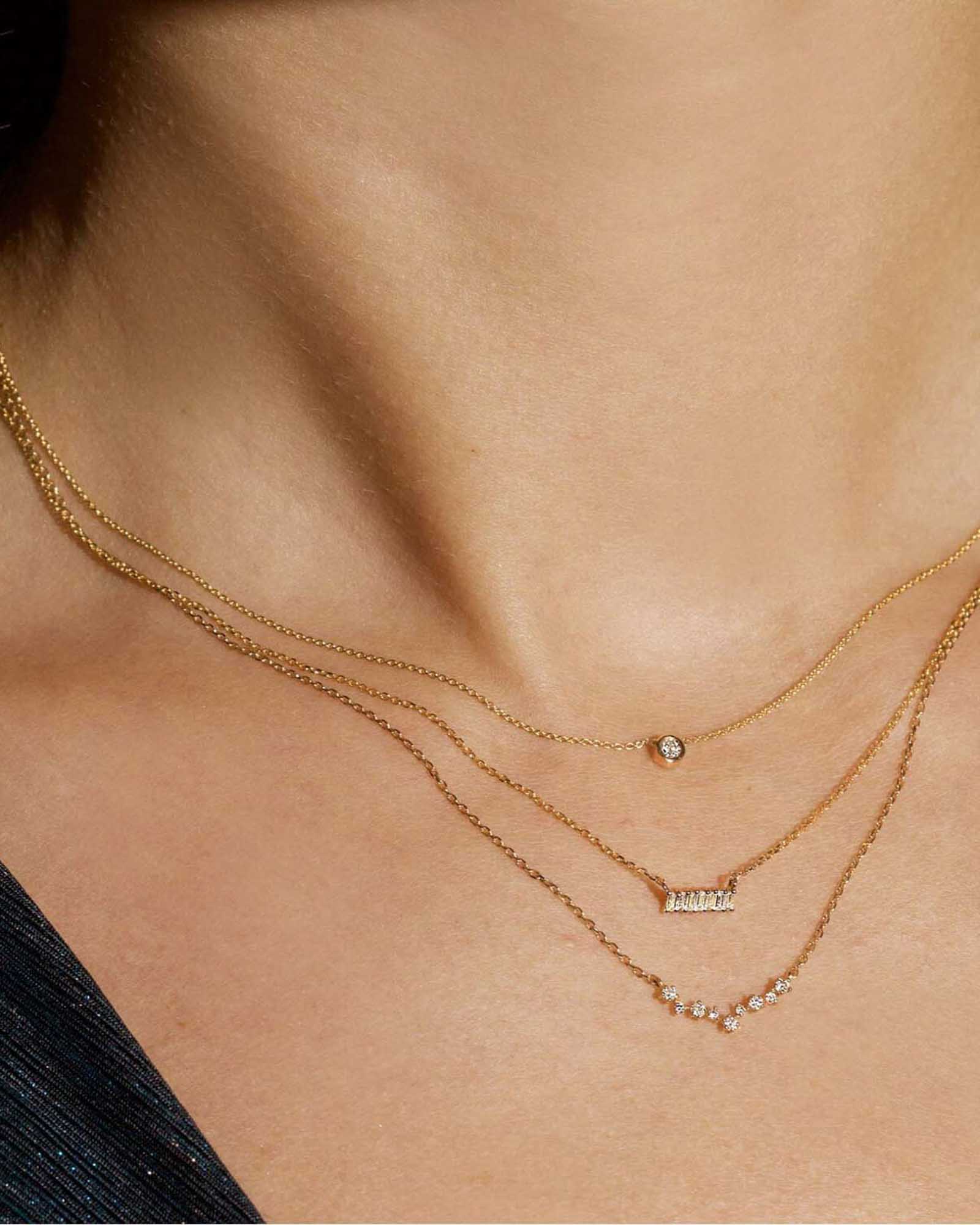 Curved CZ Stars Necklace - Image 2