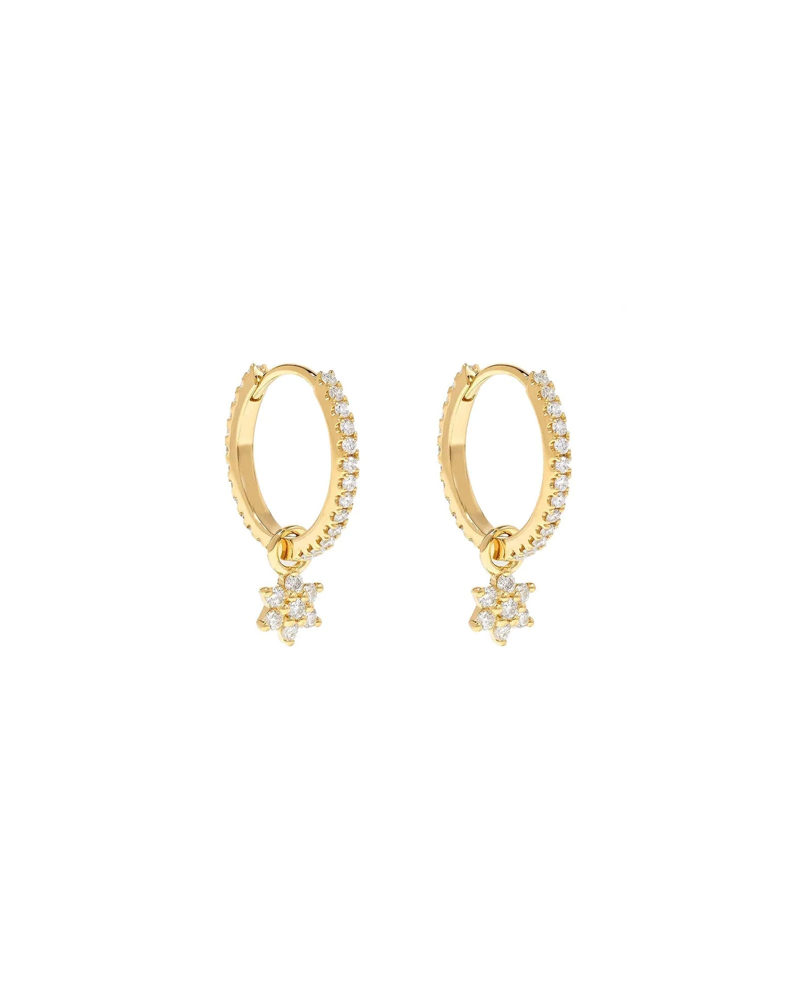 CZ Flower Drop Huggies I 12mm