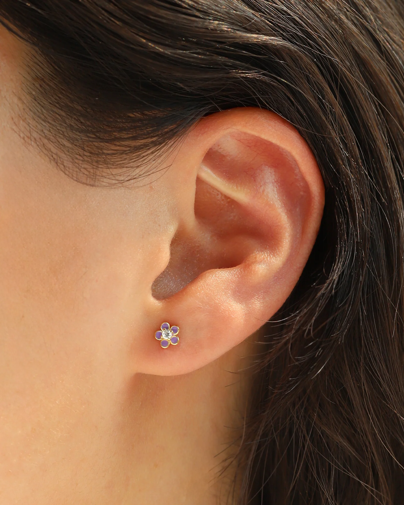 Daisy Stone Enamel Single Stud - Image 2